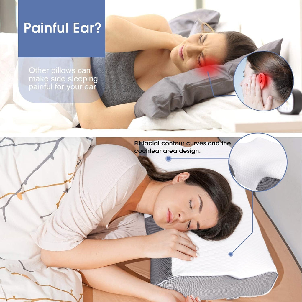 Ergonomic Memory Foam Cervical Neck Pillow for Neck Pain Relief, Ergonomic Memory Foam Pillow Bed Pillows for Body Side Back Stomach Sleepi... - Ergonomic Memory Foam Pillow for Neck Pain Support Detail