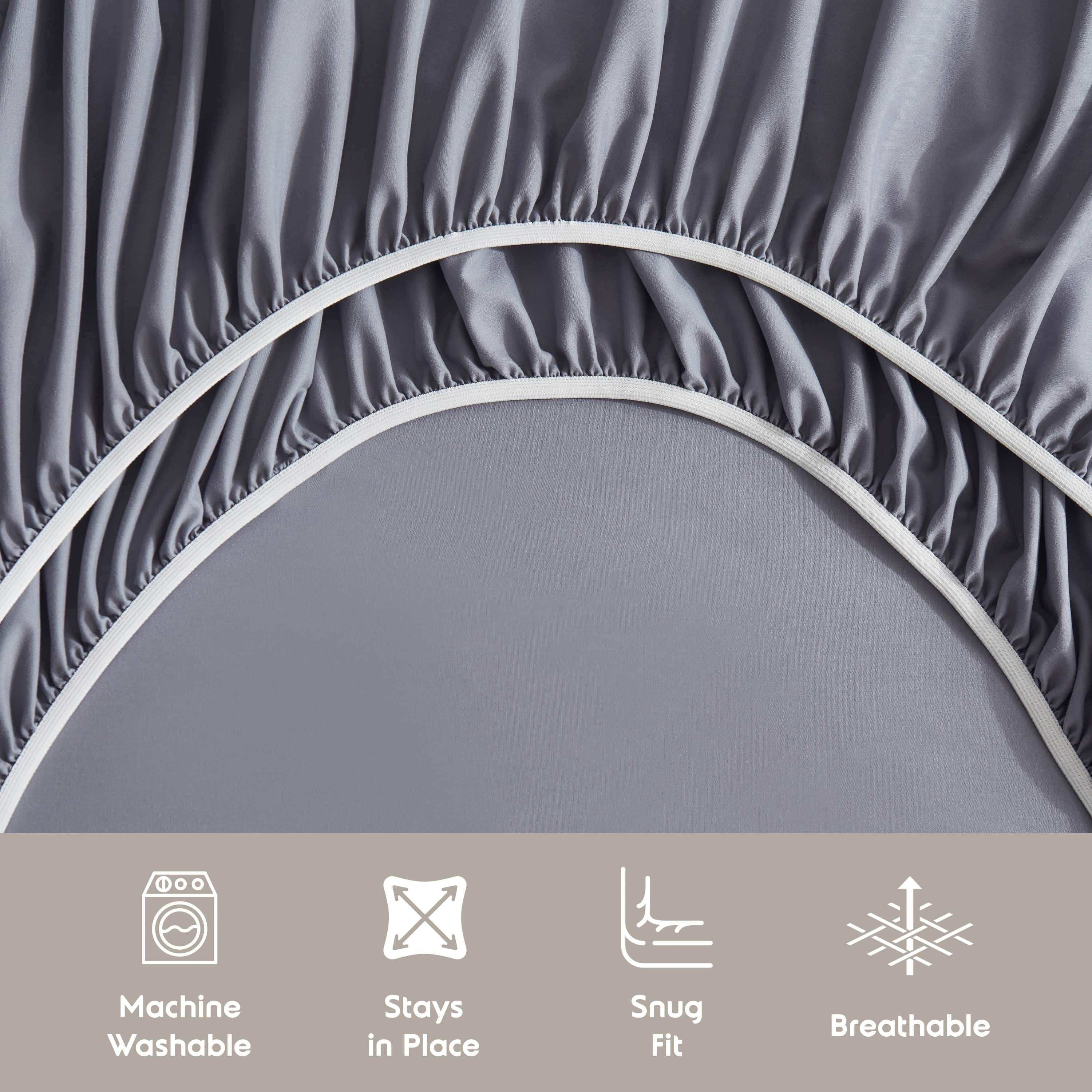 Breathable Luxury Queen Sheets Set, 1800 Series Extra Deep Pocket Sheets Queen Soft Microfiber Bed Sheets, 4 Piece Queen Sheet sets - Breathable Egyptian Cotton Flat & Fitted Sheets Detail