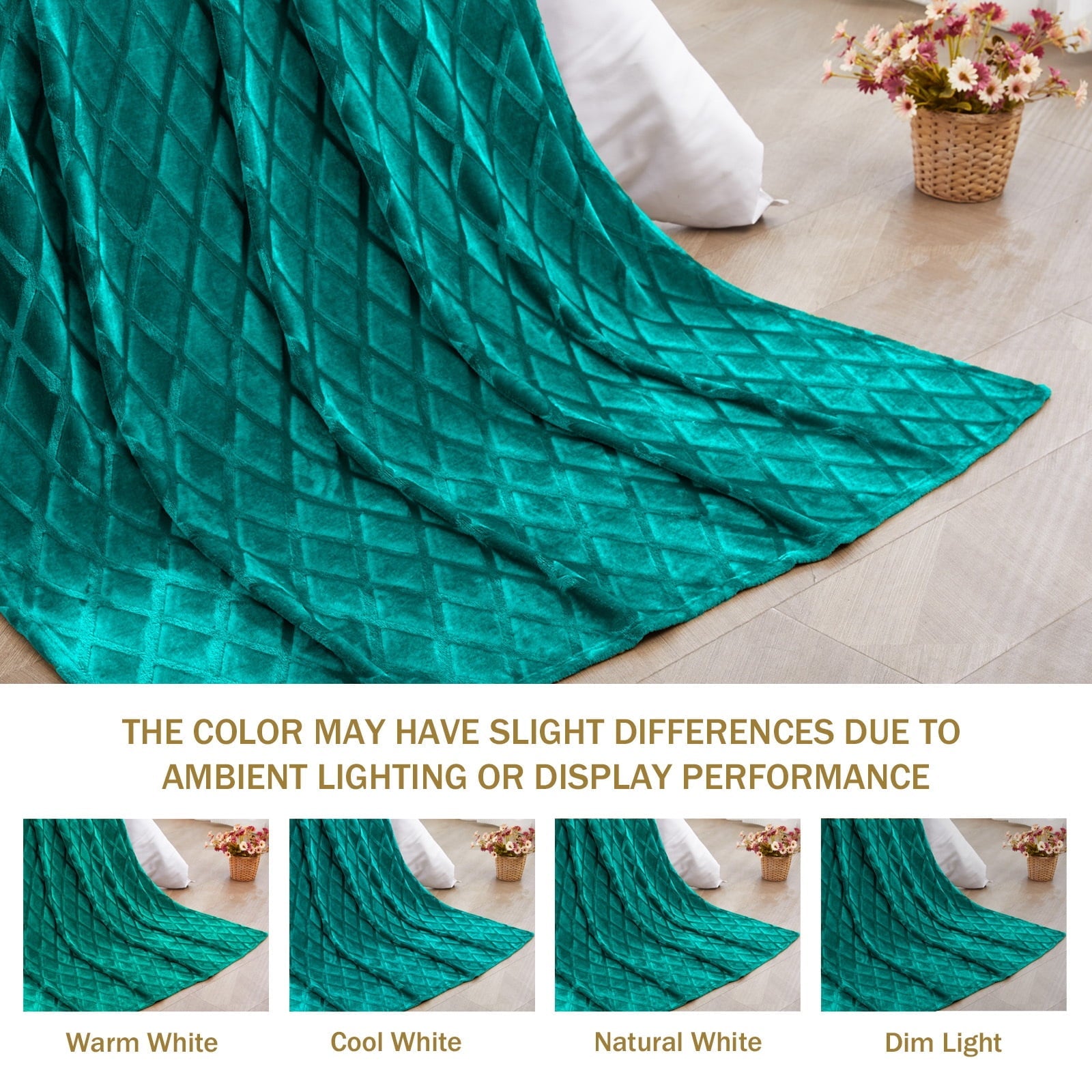 Cozy Fleece Large Soft Throw Blanket for Couch, 50x70 Inches Diamond Geometry Pattern Velvet Fleece Blanket, Cozy, Warm and Light... - Lightweight Plush Warm Blanket for All Seasons Detail
