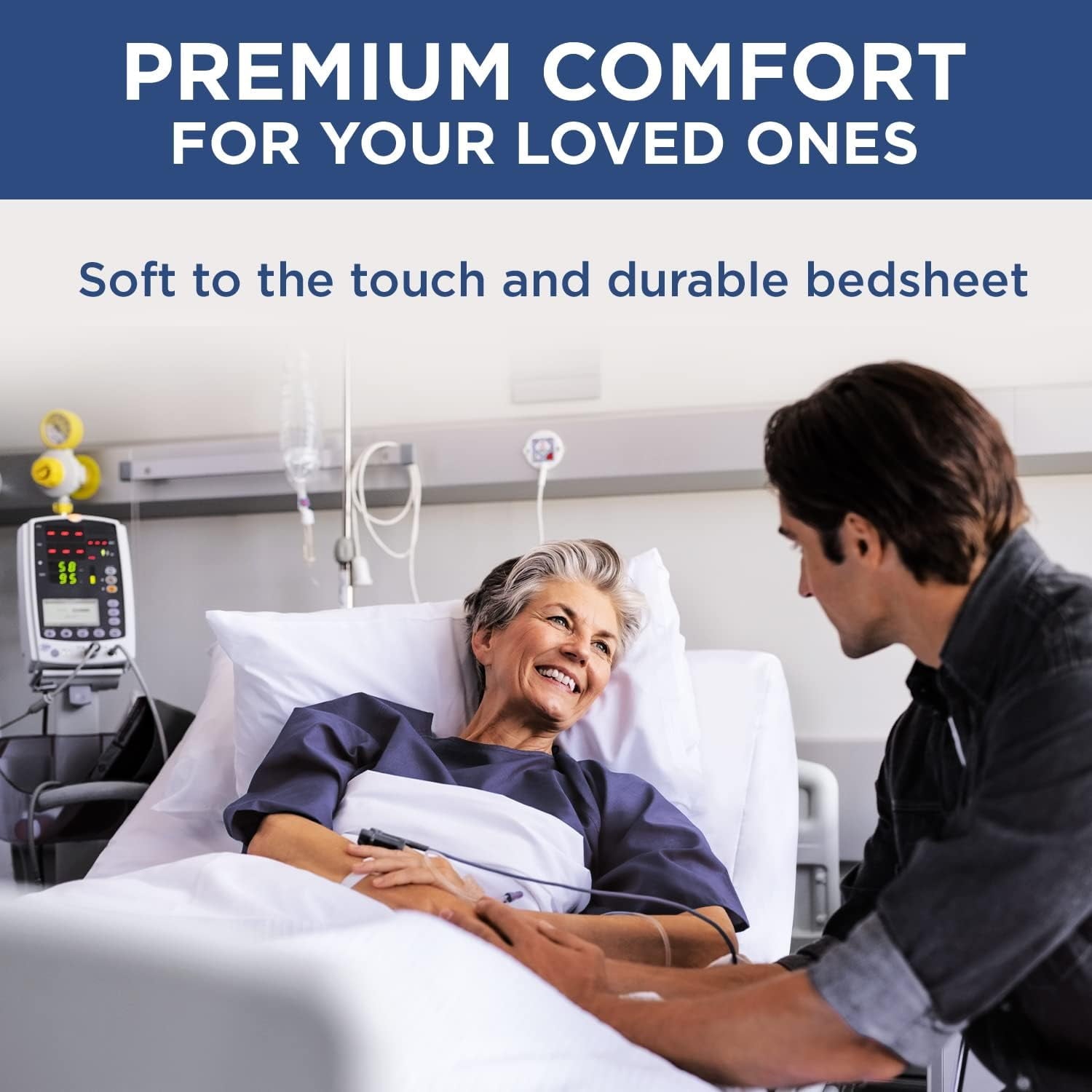 Wrinkle-Resistant 2 Pack Fitted Hospital Bed Sheets with Elastic All Around for a Perfect Fit - Cotton Rich Soft Knitted Jersey Sheet, ... - Breathable Egyptian Cotton Flat & Fitted Sheets Detail