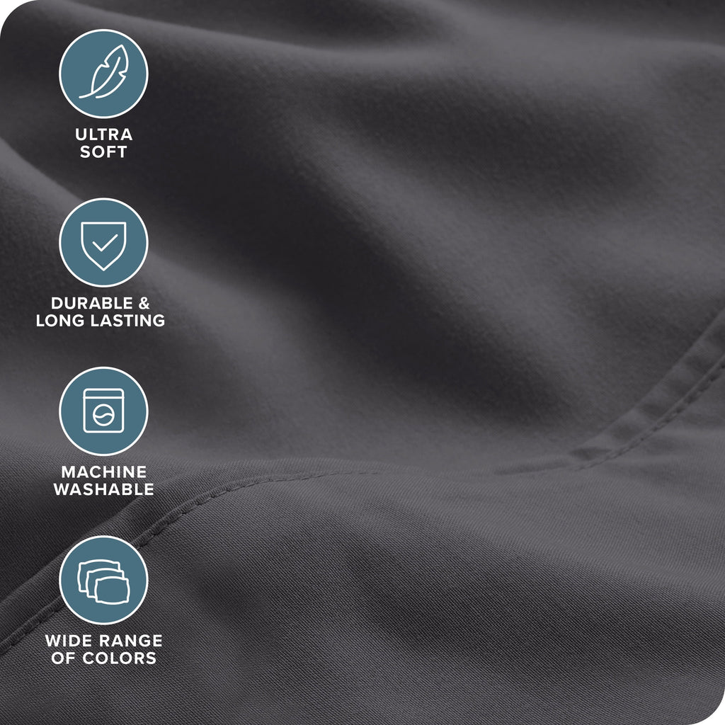 Wrinkle-Resistant Luxury Bed Sheet Set- 6 Piece - Queen, Gray - Cooling Hotel Quality Bedding Sheets and Pillowcases Detail