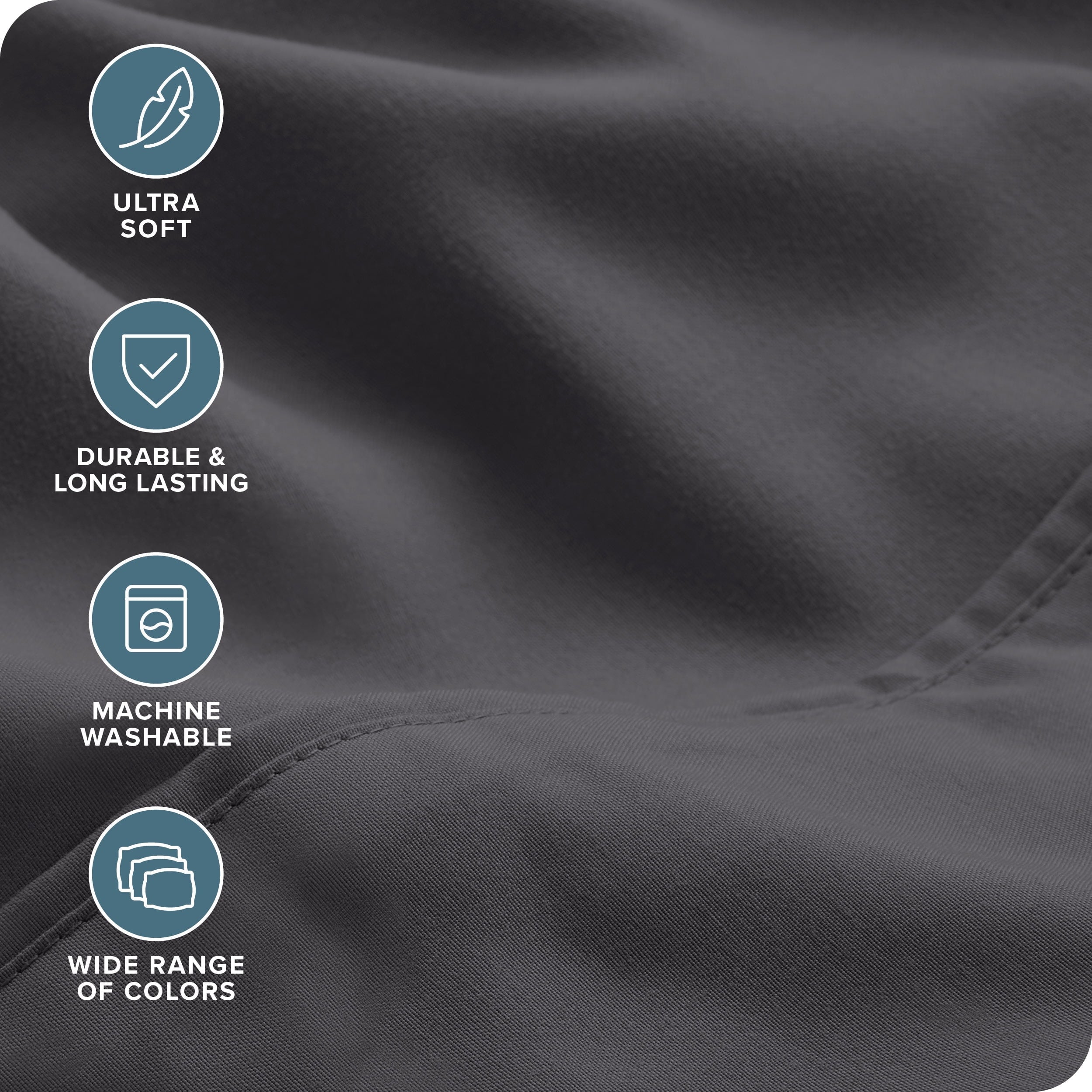 Wrinkle-Resistant Luxury Bed Sheet Set- 6 Piece - Queen, Gray - Cooling Hotel Quality Bedding Sheets and Pillowcases Detail