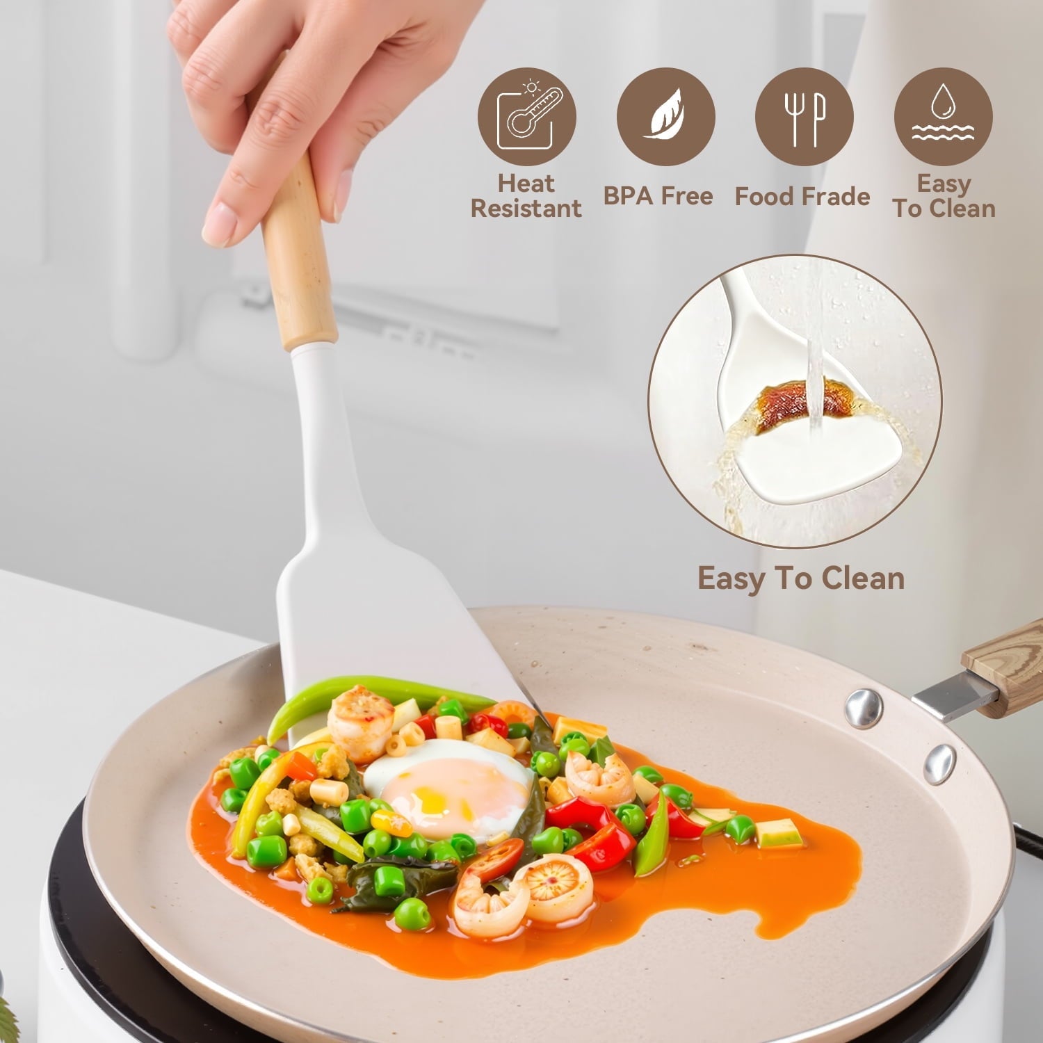 Heavy Duty Kitchen Utensils Set for Cooking, 11 Cooking Utensils, 6 Knife set Beige,3 Utensil Sets,utensilios de cocina - Professional Kitchen Tool for Culinary Enthusiasts Detail
