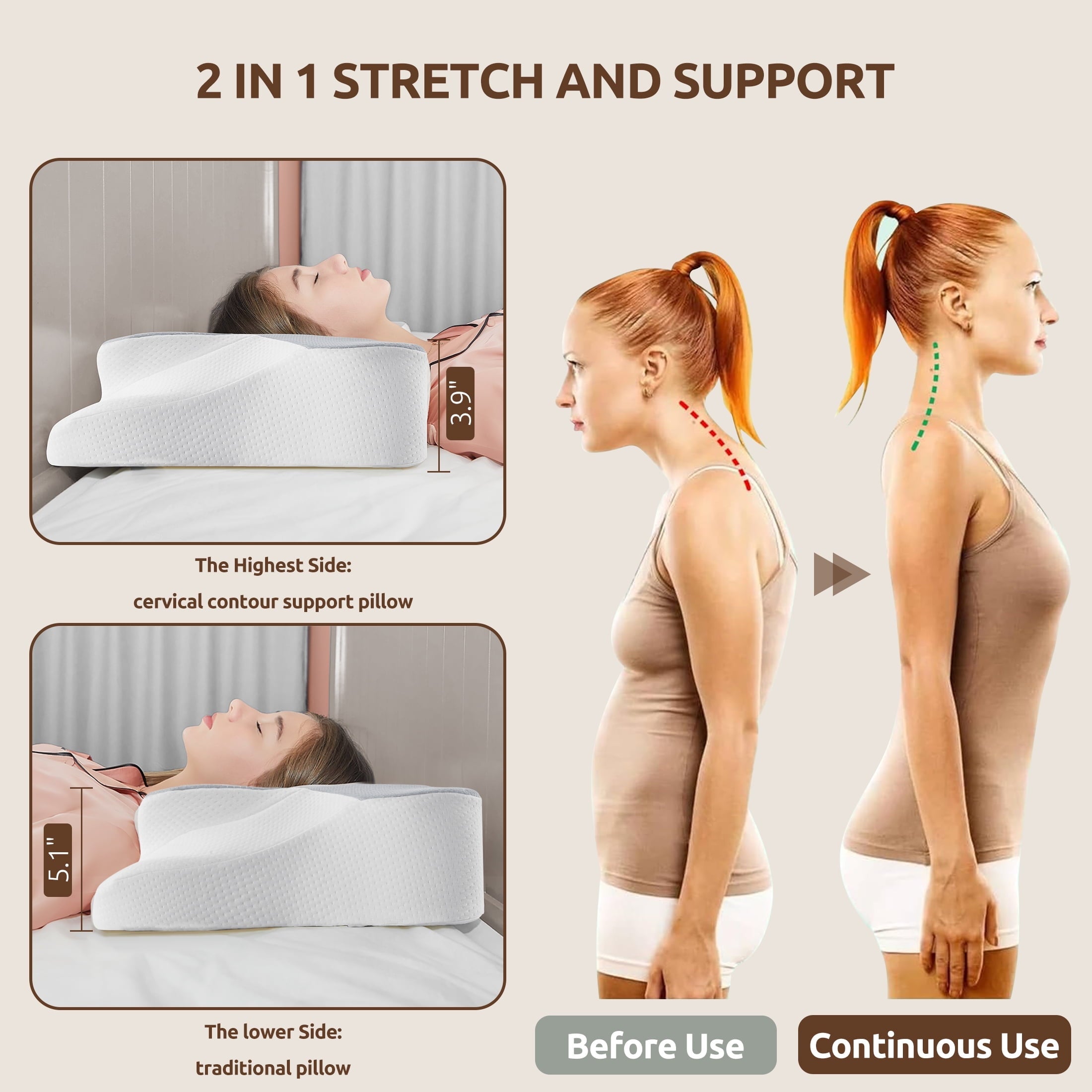 Orthopedic Support Memory Foam Pillow for Neck Pain Relief Cervical Sleepers Standard/Queen Gray - Orthopedic Shredded Foam Bed Pillow Set Detail