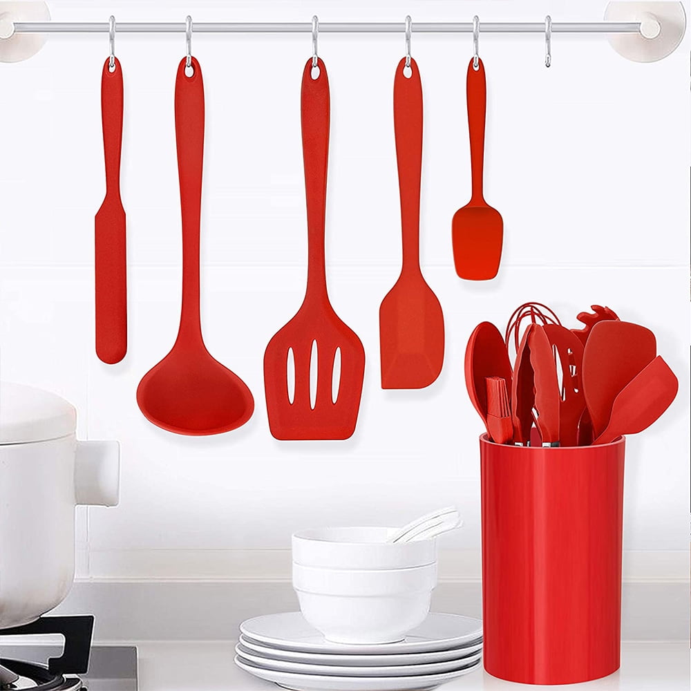 Ergonomic Cooking 14 Pcs Cooking Utensils Set with Holder, Heat Resistant Silicone Kitchen Cookware Utensils Set, Kitchen Cooking Tools... - Premium Stainless Steel Cooking Utensil for Non-Stick Pots Detail