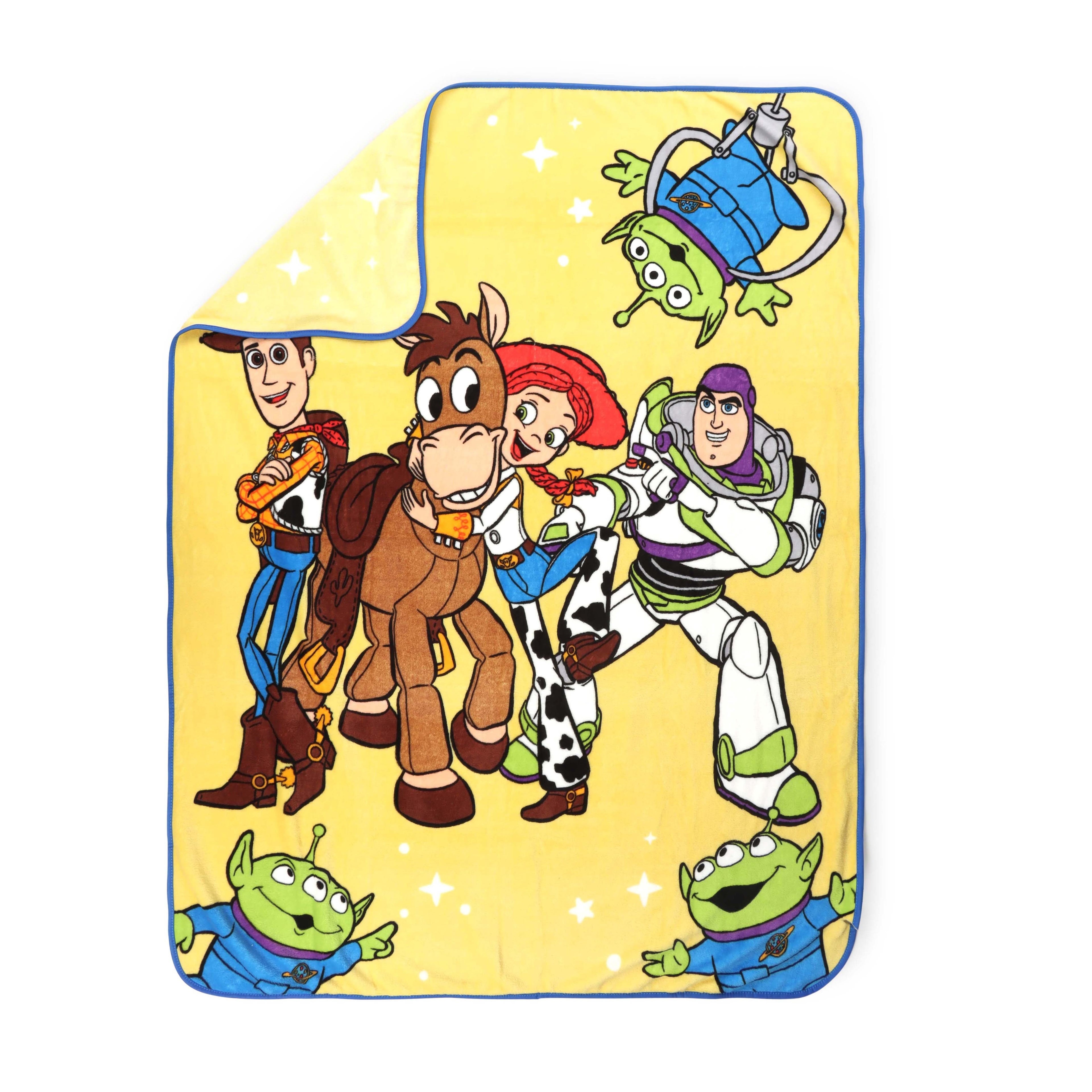 Cozy Fleece Space Kids Throw Blanket, Soft Coral Fleece, Yellow, 46" x 60" - Cozy Fleece Throw Blanket for Couch & Bed Detail