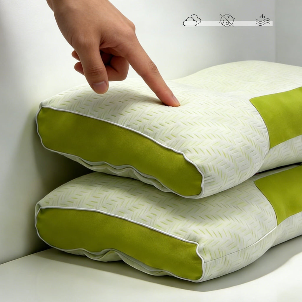 Fluffy Shredded 2-Pack Bamboo Fiber Bed Pillow (29.13" x 18.9") - A-Class Safe and Cooling - Orthopedic Shredded Foam Bed Pillow Set Detail
