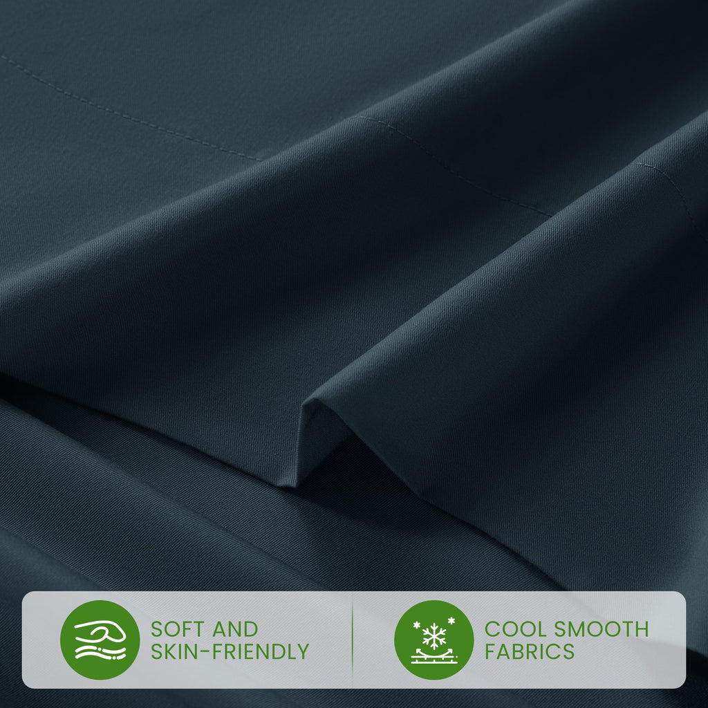 Wrinkle-Resistant 100% Organic Luxurious Bamboo Sheets, Queen Sheet Set 4-Piece with 16" Deep Pocket, Silky Smooth Luxury Bed Sheets, N... - Cooling Hotel Quality Bedding Sheets and Pillowcases Detail