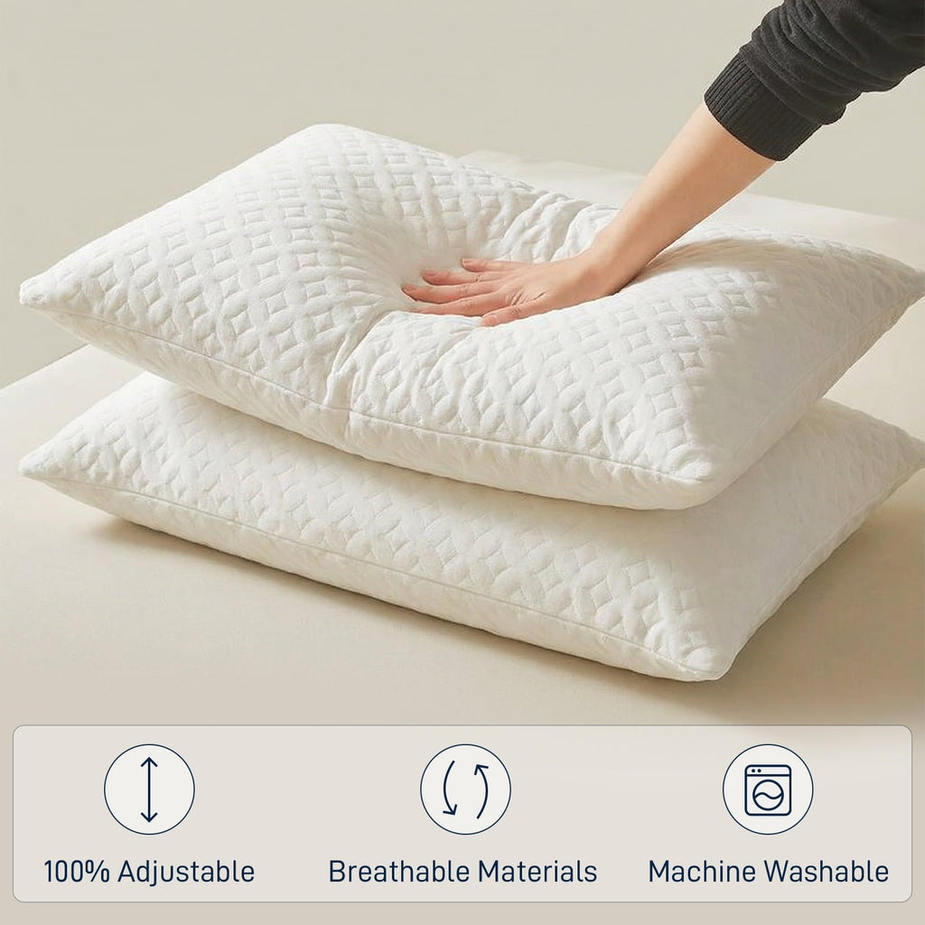 Fluffy Shredded Bed Pillows Cross Cut Memory Foam For Sleeping,Queen Size Bedding Pillow(White), Original Pillow for Sleeping，Adjusta... - Decorative Throw Pillow Cushion for Sofa & Bed Detail