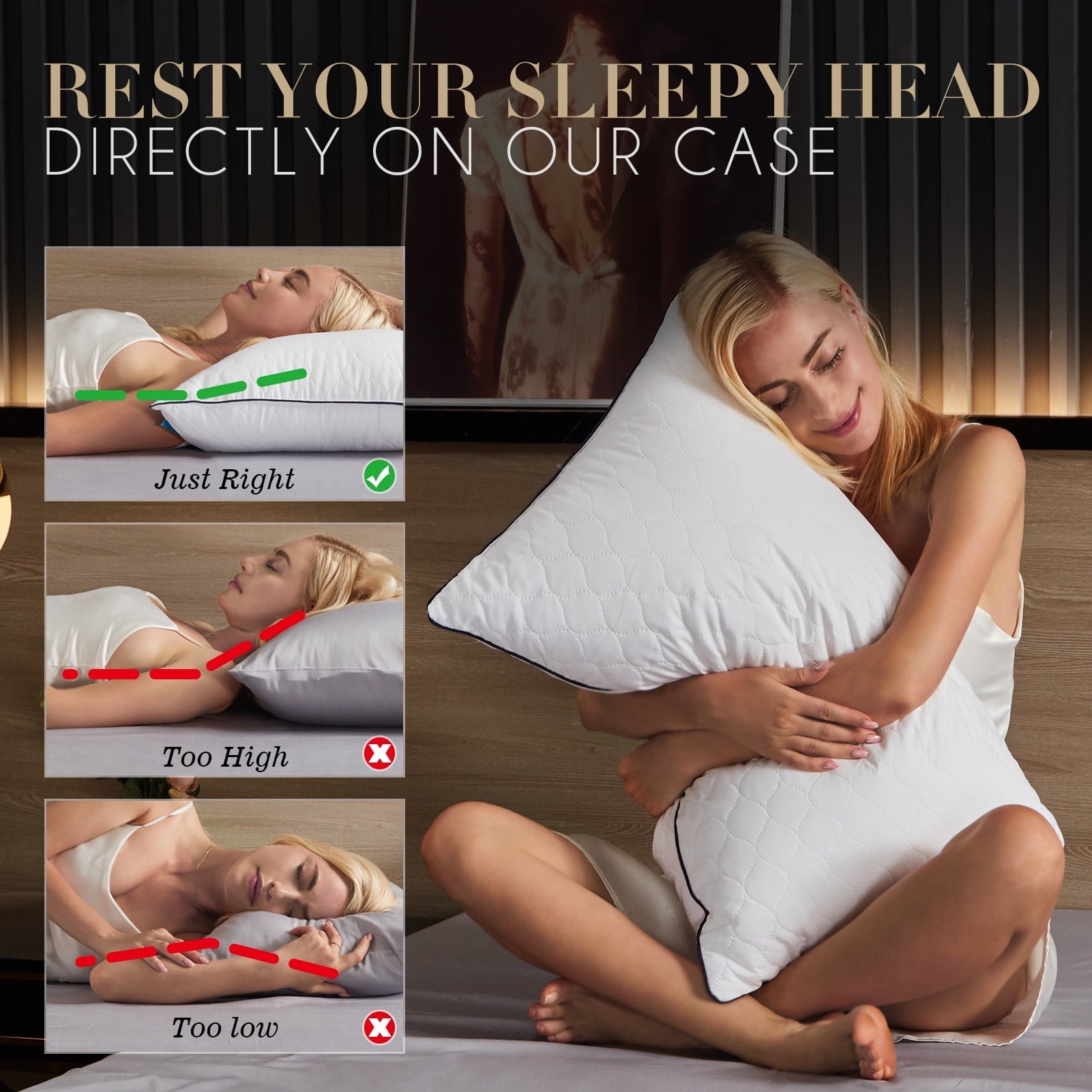 Ergonomic Memory Foam Bed Pillows for Sleeping Queen Size 20" x 30" Hypoallergenic Pillow for Side and Back Sleeper Soft Supportive Hotel C... - Ergonomic Memory Foam Pillow for Neck Pain Support Detail