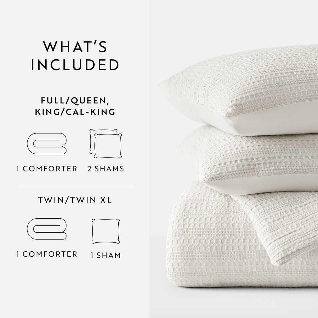 Hypoallergenic Cloud Textured Waffle Comforter Set ins Natural Waffle Comforter Bedding Sets, King/Cal King Size Bedding - All-Season Down Alternative Comforter Insert Detail