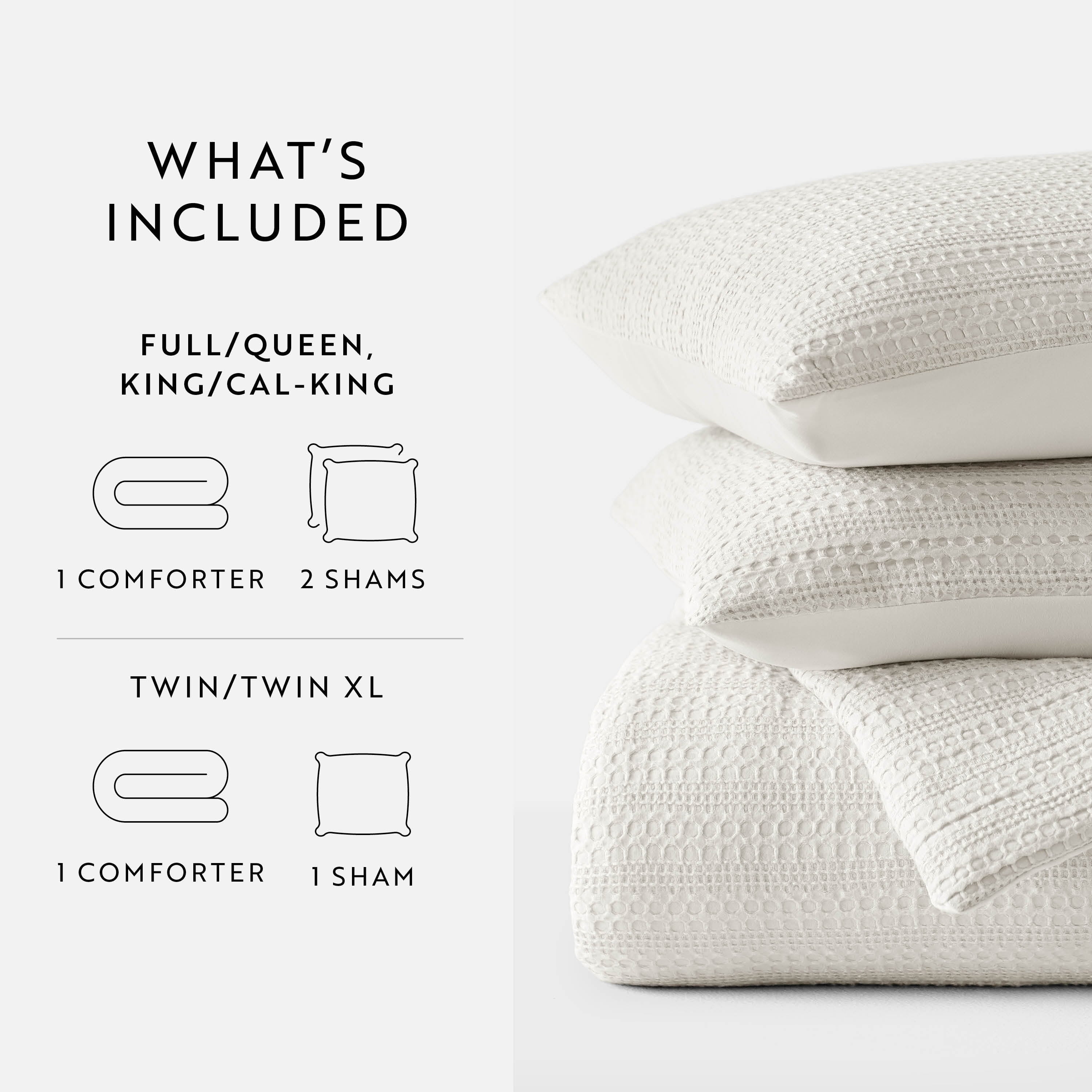 Hypoallergenic Cloud Textured Waffle Comforter Set ins Natural Waffle Comforter Bedding Sets, King/Cal King Size Bedding - All-Season Down Alternative Comforter Insert Detail