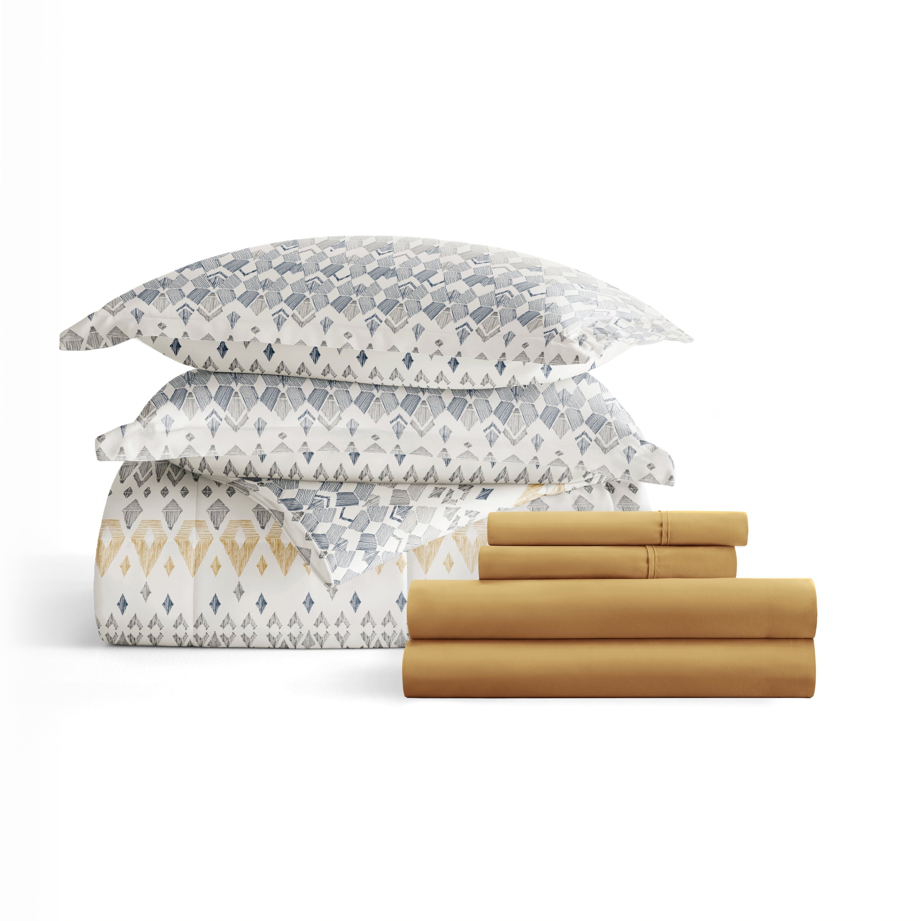 Hypoallergenic Cloud 7 Piece Bedding Bundle, Microfiber Patterned Comforter and Sheet Set, Queen - All-Season Down Alternative Comforter Insert Detail