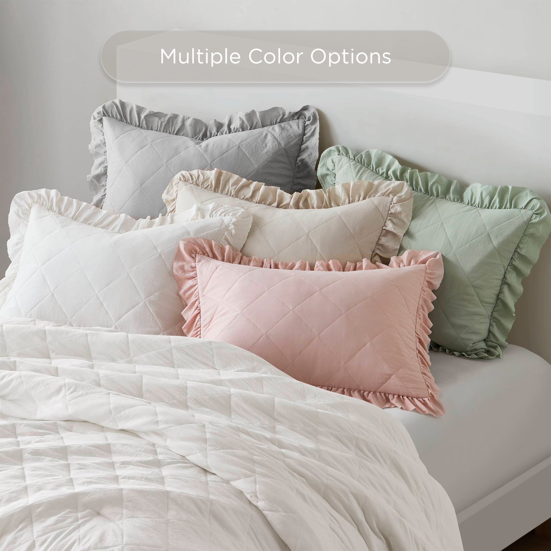 Luxurious Quilted Full/Queen Comforter Set Sage, 3 Pieces Quilted Ruffle Comforters Full/Queen Size, Solid Bedding Comforters Sets, Gif... - Hypoallergenic Ultra-Fluffy Quilt for Winter Detail