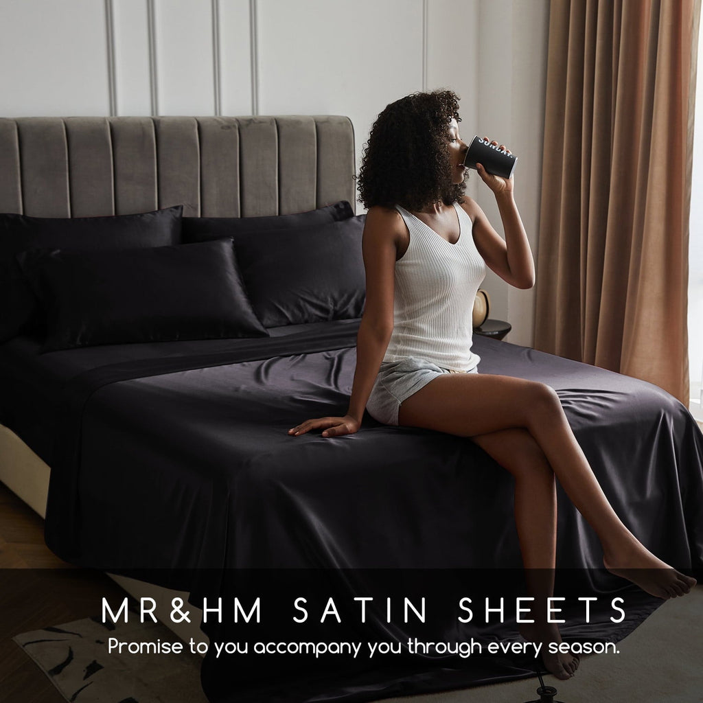 Ultra-Soft Set Queen 4 Pcs, Silky Elegant Luxurious Queen Size Bed s, with Flat , Deep Pocket Fitted for Mattress and Matching P... - Cooling Hotel Quality Bedding Sheets and Pillowcases Detail