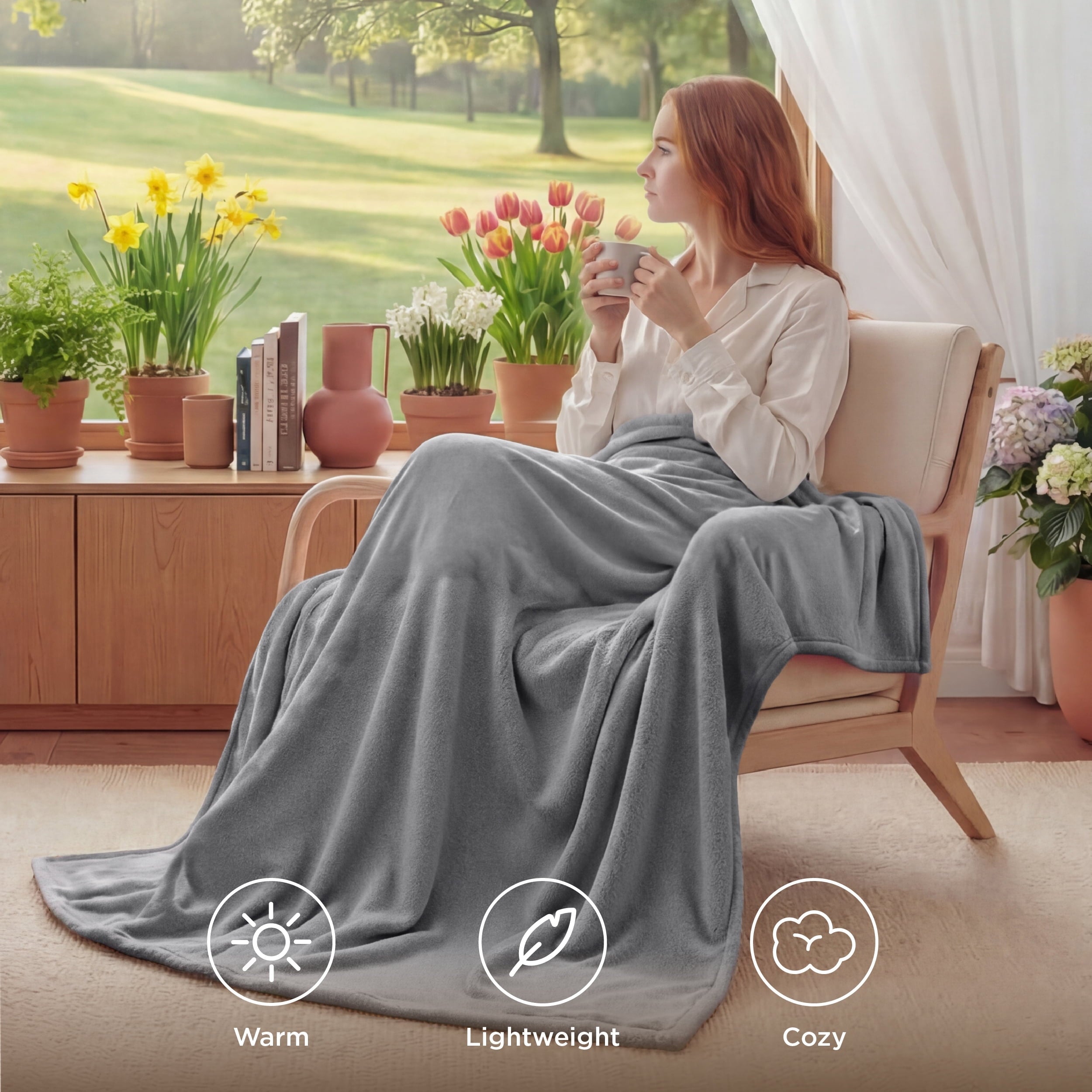 Super Soft Flannel Fleece Throw Blanket for Couch Grey, Lightweight Plush Fuzzy Cozy Soft Blankets and Throws for Sofa, 50x60 inches - Lightweight Plush Warm Blanket for All Seasons Detail