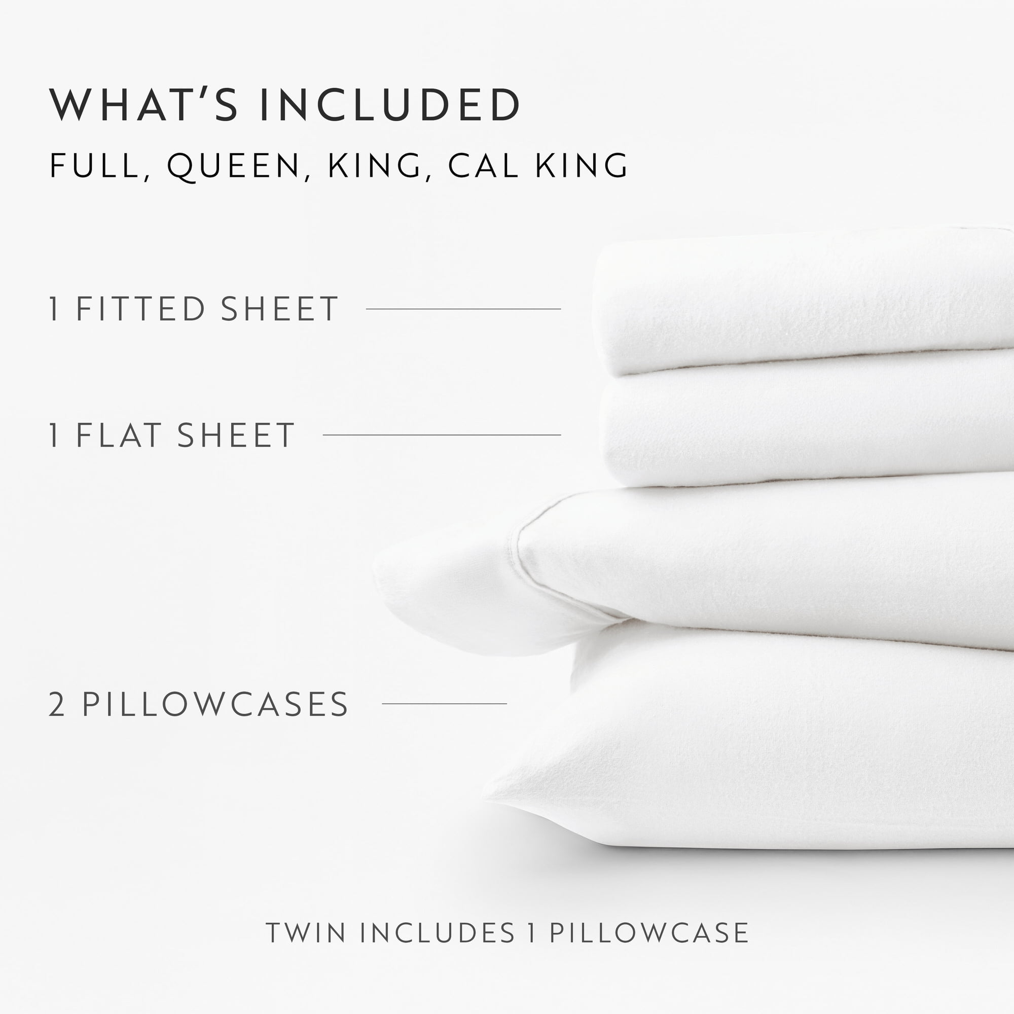 Breathable Luxury 100% Cotton Flannel Bed Sheets Set for Full Size Bedding in White - Breathable Egyptian Cotton Flat & Fitted Sheets Detail