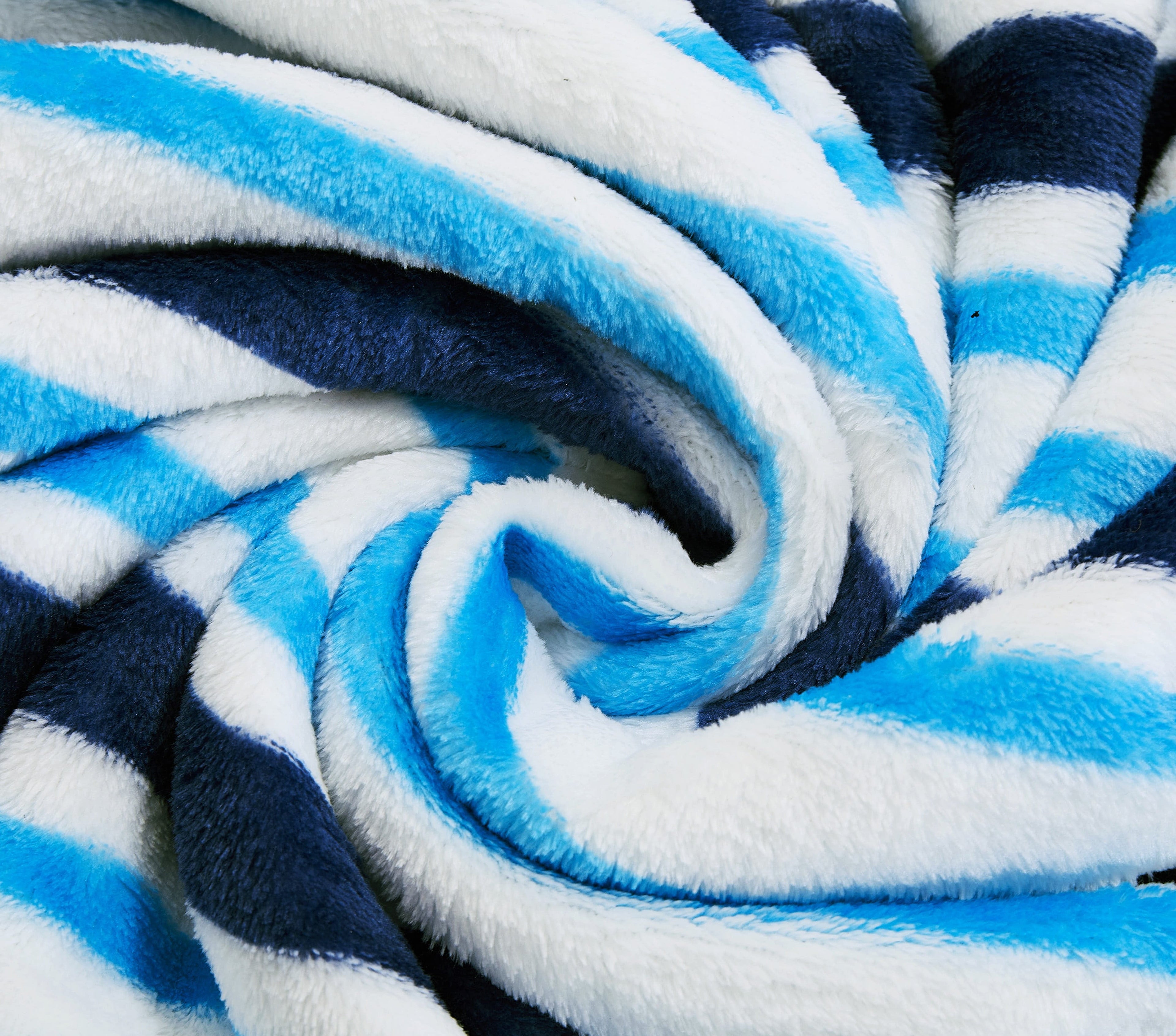 Reversible Sherpa Blue Stripes XL Oversized Throw Blanket, 72 x 50 inches, Great for a Kids Bedroom, Super Soft and Cozy - Super Soft Reversible Sherpa Flannel Blanket Detail