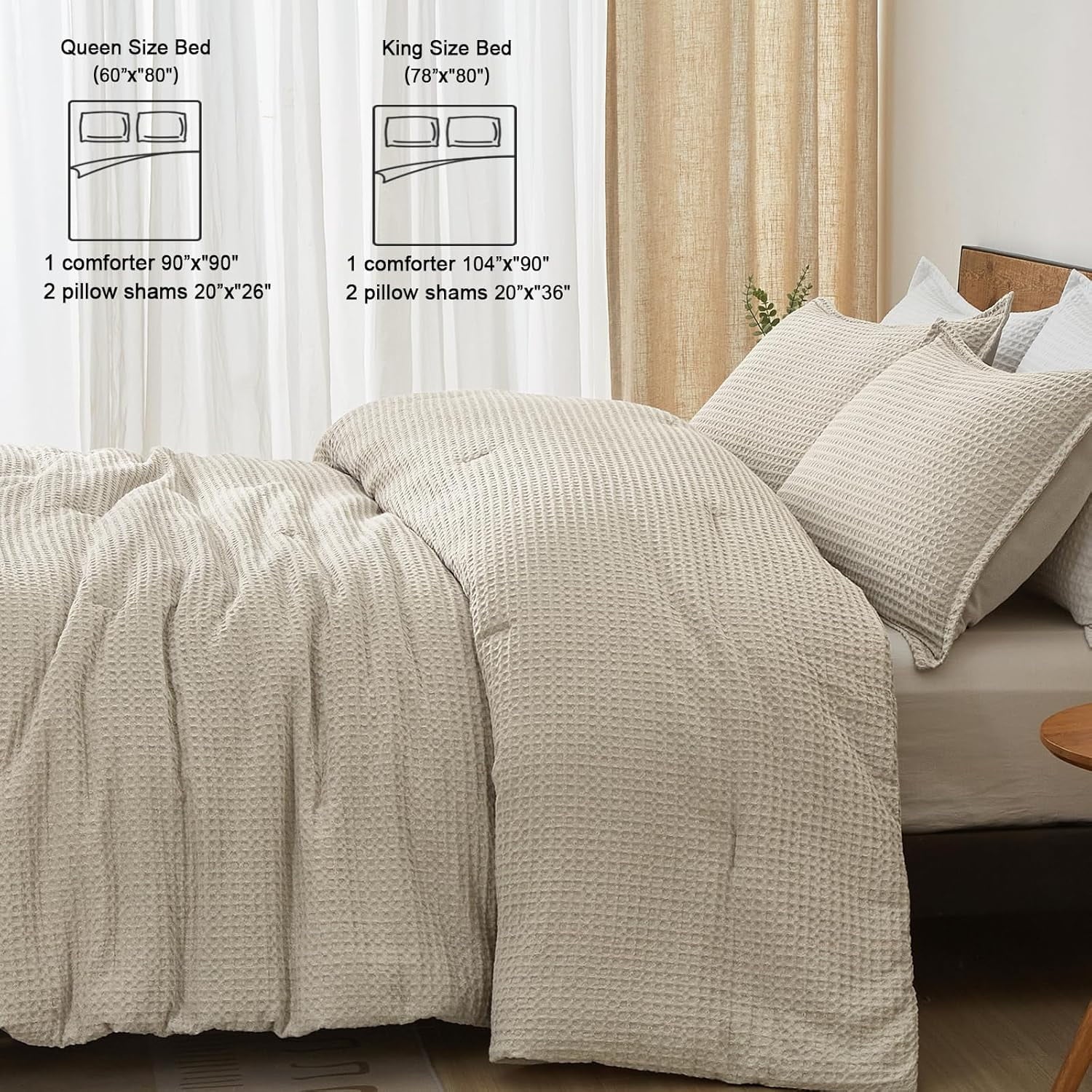 Luxurious Quilted 3-Piece Waffle Weave Comforter Set Queen Size, Lightweight Comfy Bedding Set for All Season, Ultra Soft Textured 1 Co... - Hypoallergenic Ultra-Fluffy Quilt for Winter Detail