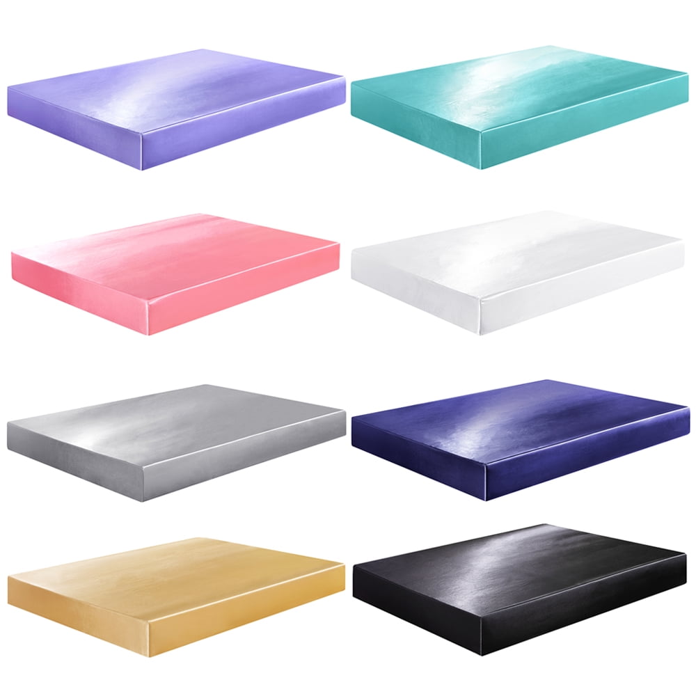 Breathable Luxury Fitted Sheet Deep Pocket Bed Sheet Satin Silk Sheets Ultra Soft Machine Washable Twin, Navy Blue - Cooling Hotel Quality Bedding Sheets and Pillowcases Detail
