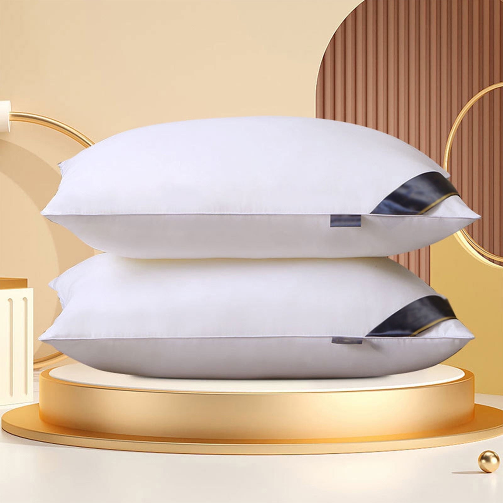 Decorative Plump 2Pcs Soft Feather Velvet Down Pillow Standard Size, Hotel-grade Feather Pillow for Sleeping, Skin-friendly Cotton Fab... - Decorative Throw Pillow Cushion for Sofa & Bed Detail