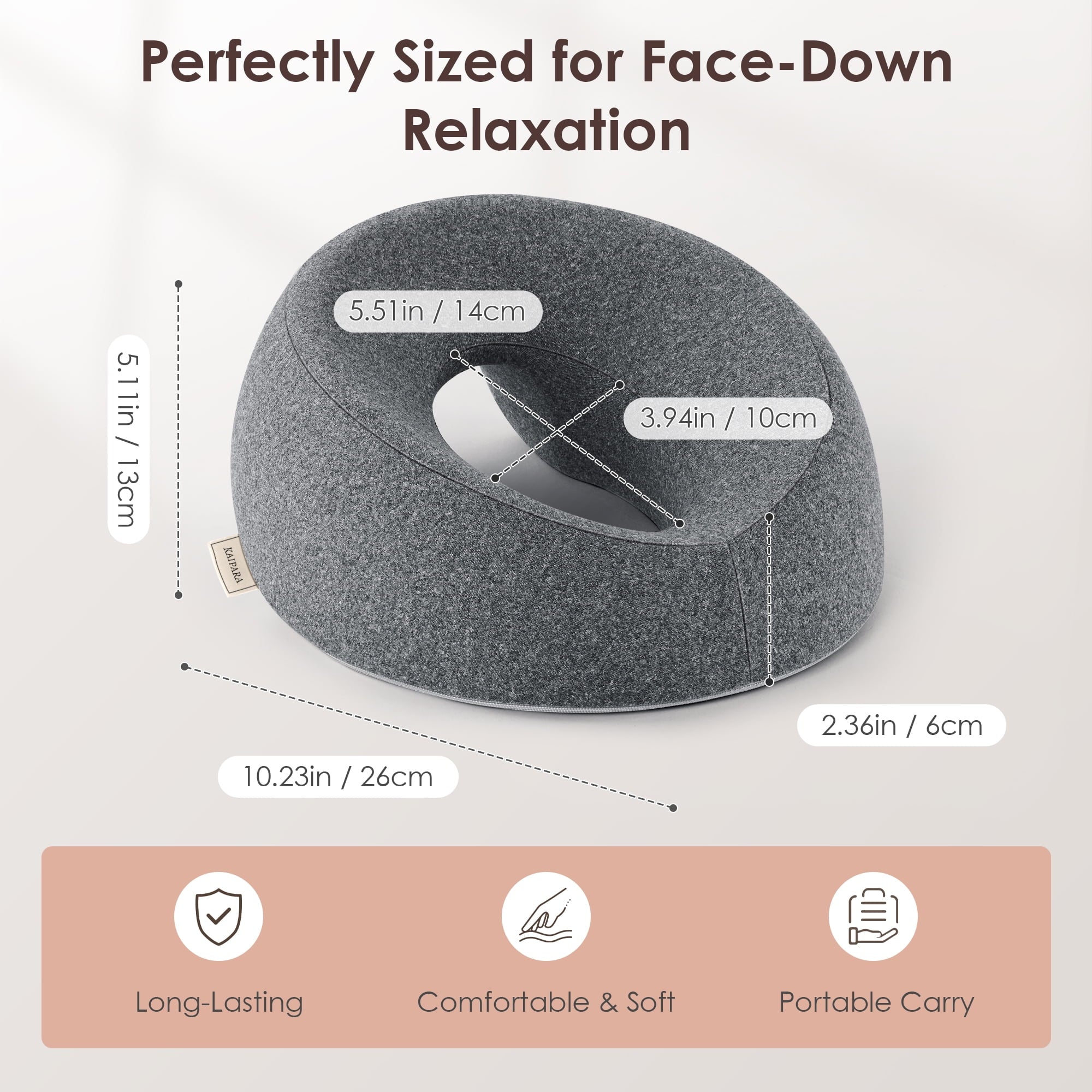 Ergonomic Memory Foam Face Down Pillow Massage Headrest for Bed, Memory Foam Pillow Face Cradle Support for Stomach Sleepers, Eye Post-Surg... - Orthopedic Shredded Foam Bed Pillow Set Detail