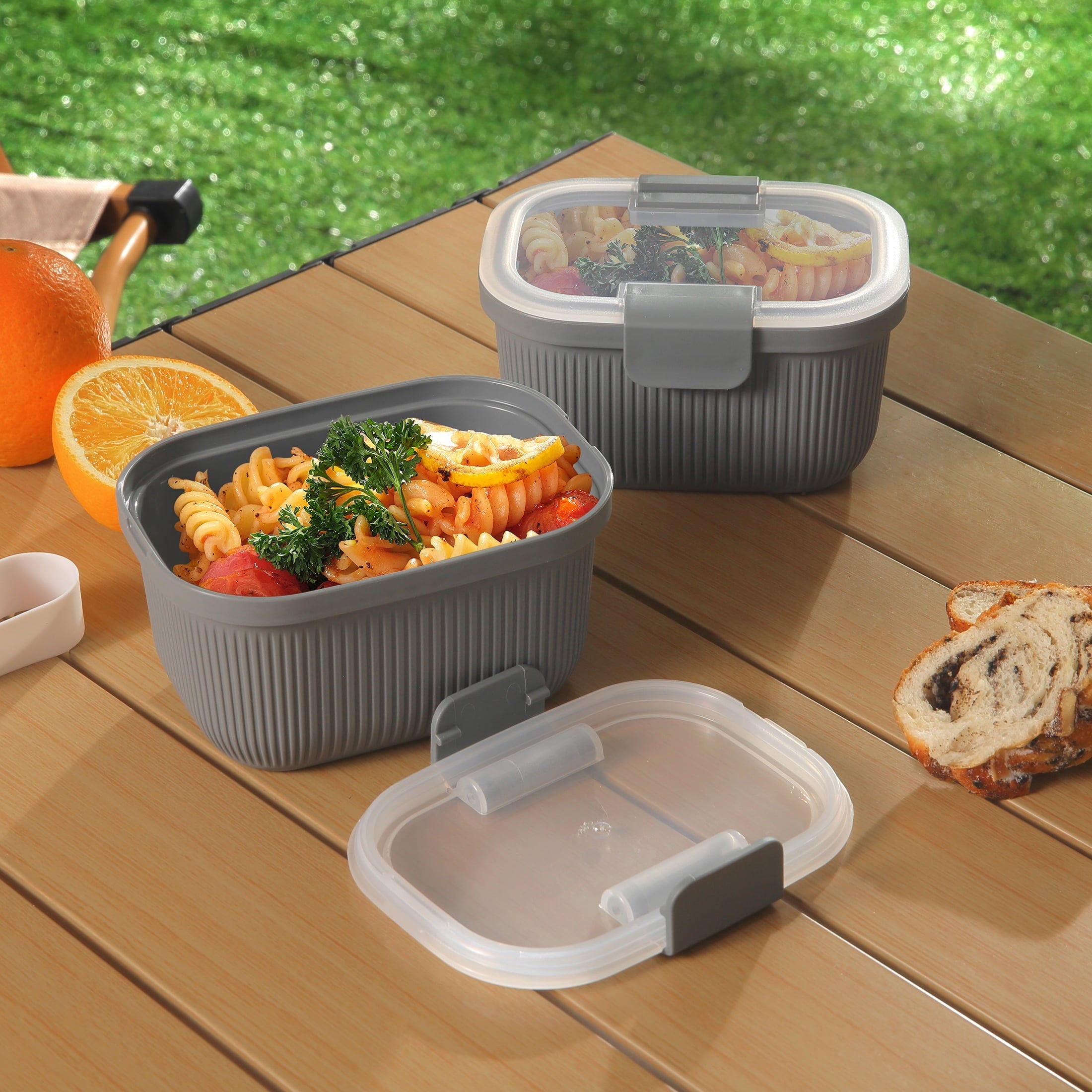 Fun Food Fidget Plastic Food Storage Bento Snack Container, Rectangle, Grey, 19oz Capacity, Made for Portable Food Storage - Fun Food Fidget Cookie Squishable Toy Detail