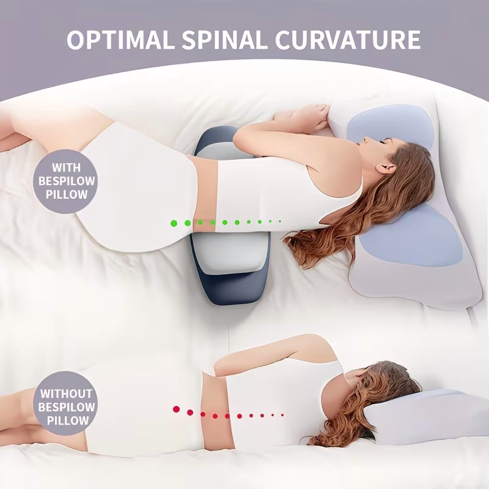 Decorative Plump Lumbar Support Pillow for Bed, Memory Foam Ergonomic Lower Back Support Waist Pillow for Side Back and Stomach Sleepe... - Ergonomic Memory Foam Pillow for Neck Pain Support Detail