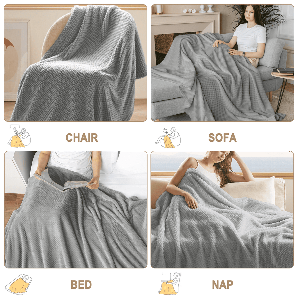 Super Soft Flannel Soft Jacquard for Couch, Waffle Weave Fuzzy s for Home Decor, Lightweight and Warm Bed s for Bed Sofa Office Travel - Luxury Knitted Decorative Throw Blanket with Fringes Detail