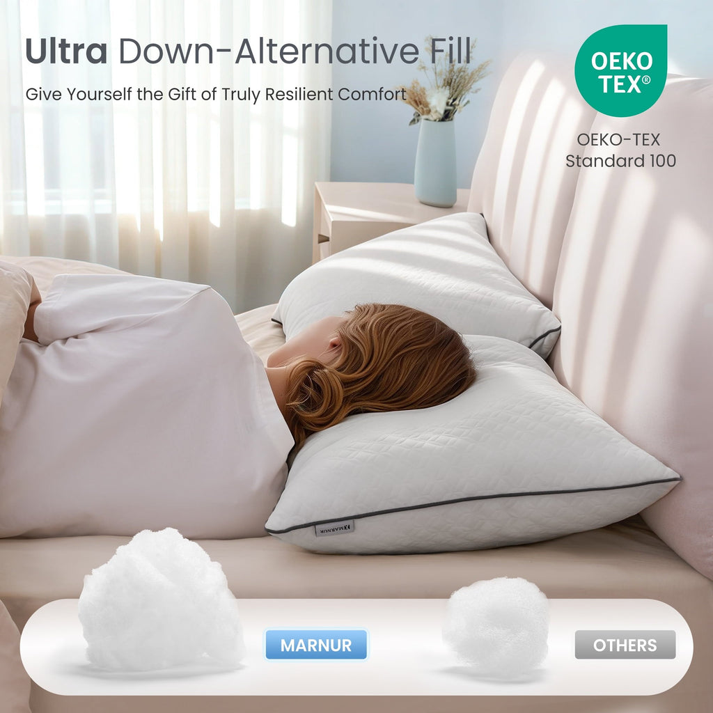 Orthopedic Support Bed Pillows Hotel Collection Luxury Down Alternative Pillow for Beds 2 Pack, Medium Support for Side & Back Sleepers ... - Decorative Throw Pillow Cushion for Sofa & Bed Detail