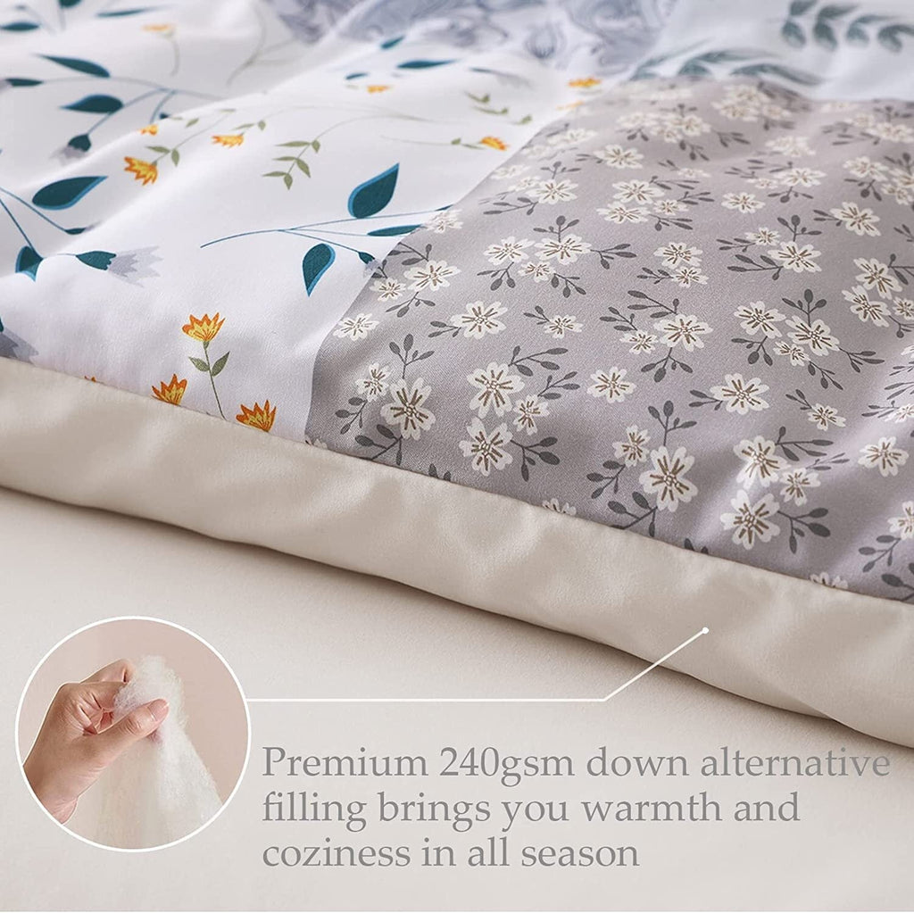 Heavyweight Warmth 3-Piece Queen Comforter Set, Soft Reversible Bedding Comforter Sets, Patchwork Printed Down Alternative Comforter Duv... - Hypoallergenic Ultra-Fluffy Quilt for Winter Detail