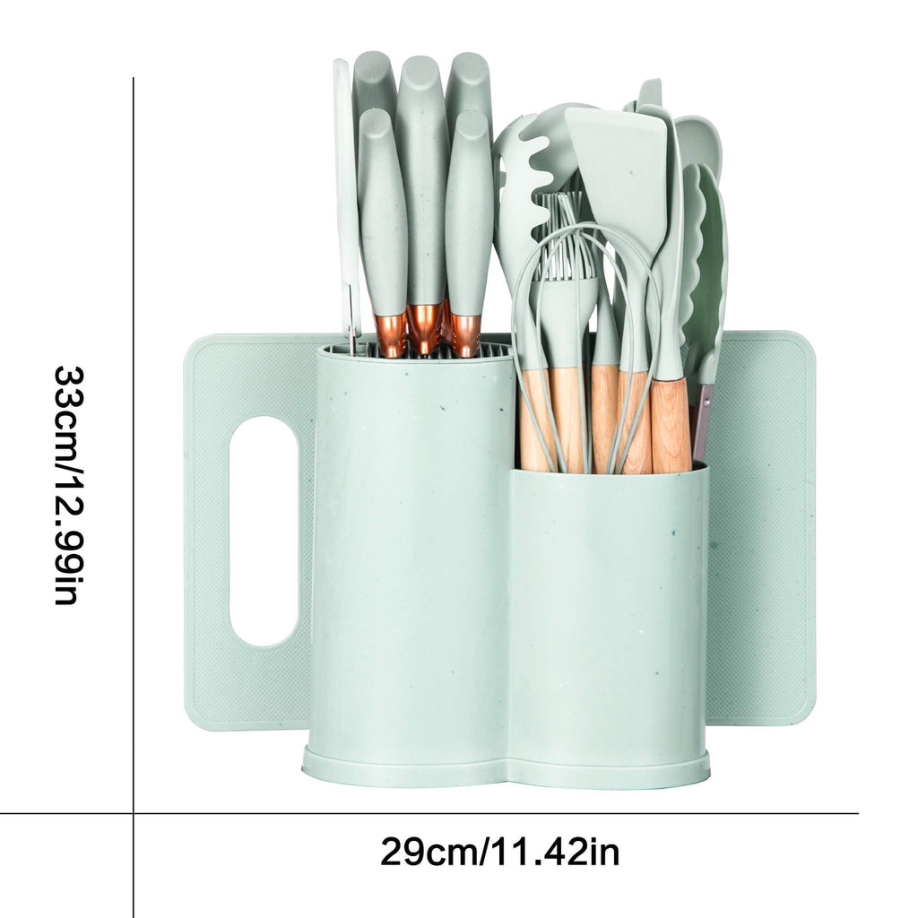 Chef-Quality 19pcs Silicone Kitchen Utensil Set, Heat-Resistant Non-Stick Easy Cooking Cleaning Home Light-Green - Heavy Duty Stainless Steel Kitchen Shears Detail