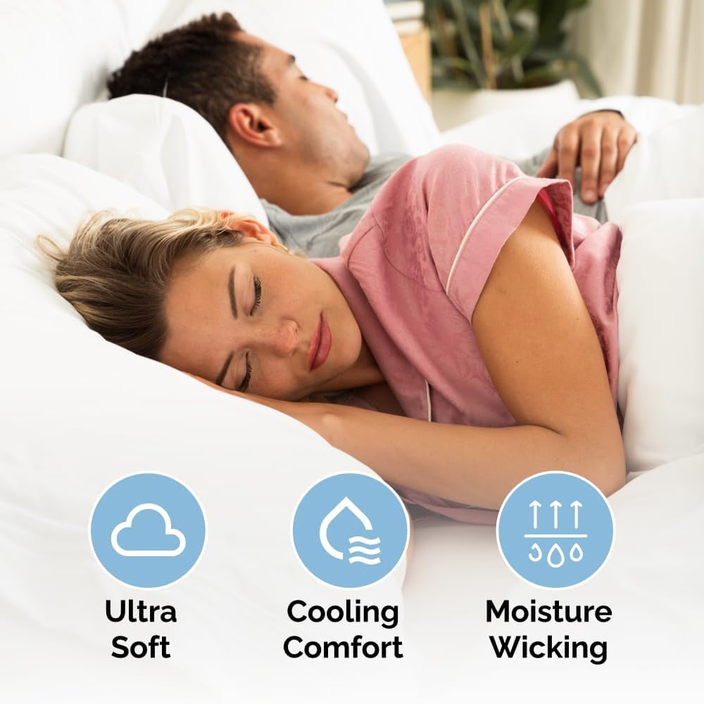 Ultra-Soft 4-Piece Ultra Soft & Comfy Hotel Luxury Sheet Set - Full Size Cooling Bed Sheet Fits 8"-16" Mattresses, White - Luxury Bed Sheet Set with Deep Pockets Detail