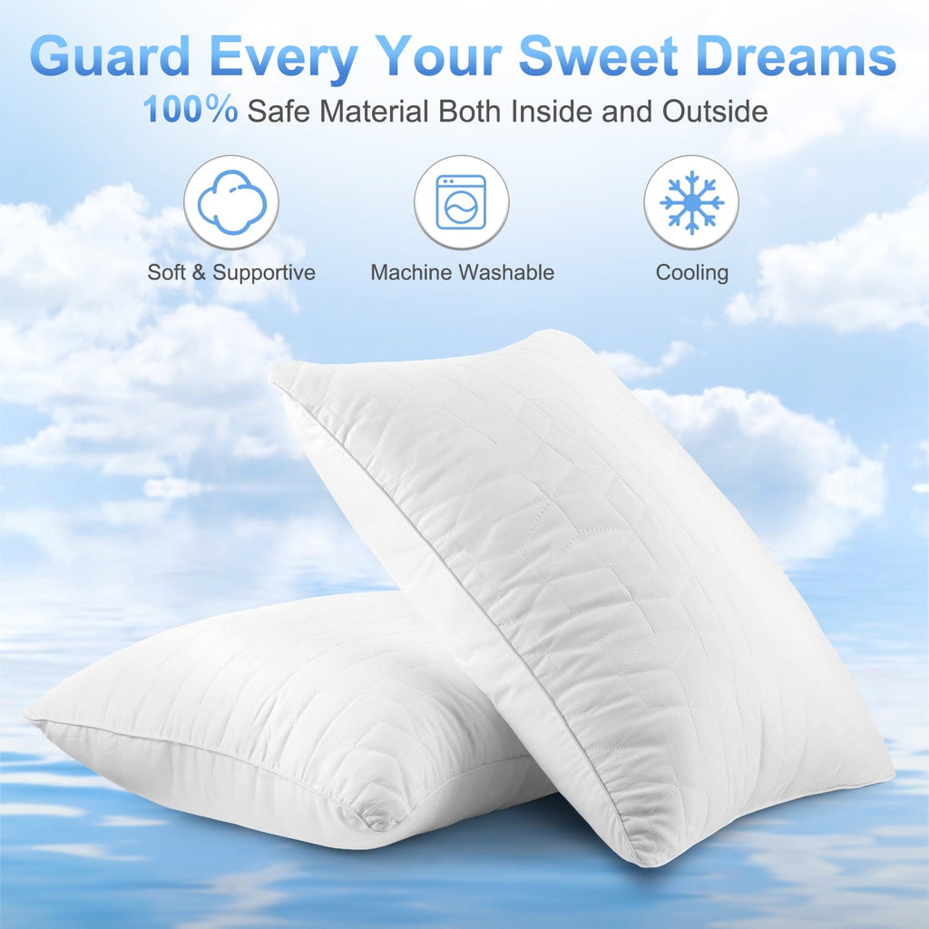Orthopedic Support Bed Pillows for Sleeping 2 pack, King Size Cooling Pillows Hotel Quality with Premium Soft Down Alternative Fill for ... - Orthopedic Shredded Foam Bed Pillow Set Detail