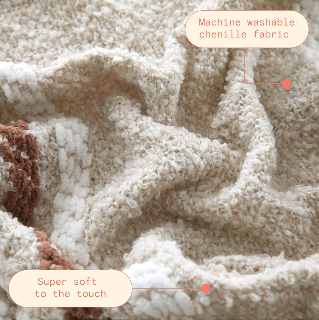 Cozy Fleece 60" x 50" Cozy Striped Porcini Chenille Throw - Lightweight Plush Warm Blanket for All Seasons Detail