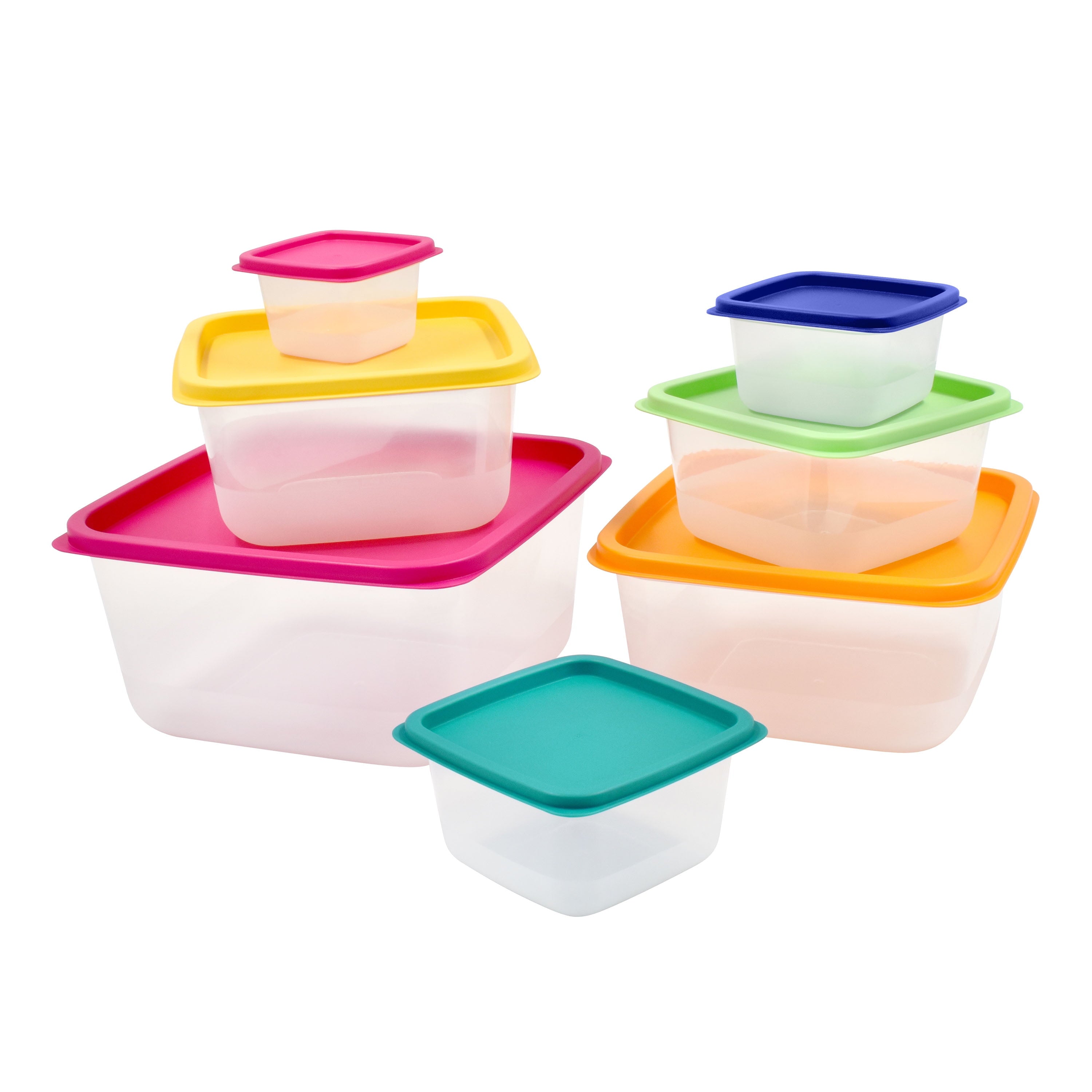 Deliciously Squishy Plastic Rainbow Food Storage Set, Multi Color, 14 Count, Best Used for Leftover Storage and Reheating - Fun Food Fidget Cookie Squishable Toy Detail