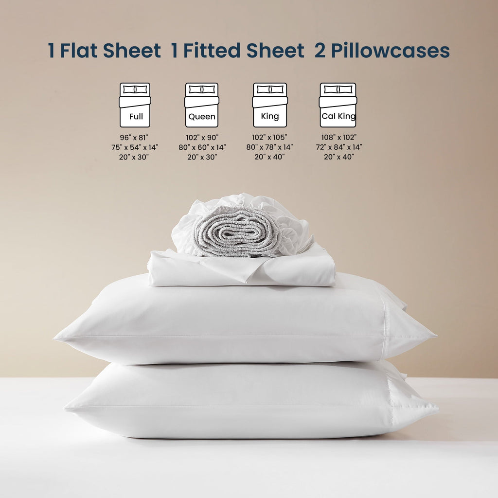 Premium Egyptian Cotton Nanotex Super Soft Cooling Twin Bed Sheets Set for Kids 3 Piece - Easy Care Fitted Flat Sheet & Pillowcase Sets - Wri... - Cooling Hotel Quality Bedding Sheets and Pillowcases Detail