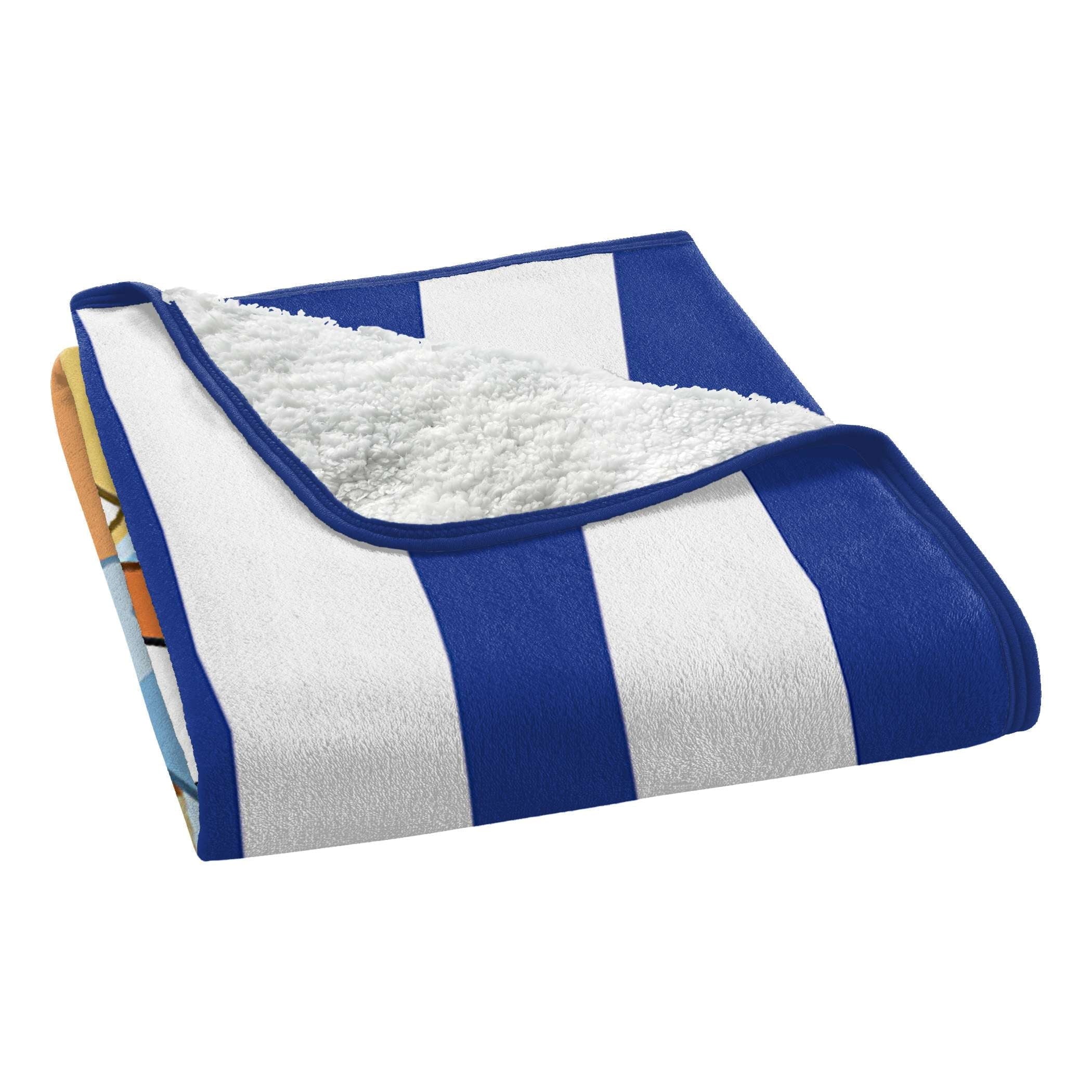 Super Soft Flannel Happy Hugs Kids Silk Touch Throw Blanket with Sherpa Reverse, 46 x 60 inches Blue – Soft Plush Fleece Throw Blanket - Lightweight Plush Warm Blanket for All Seasons Detail