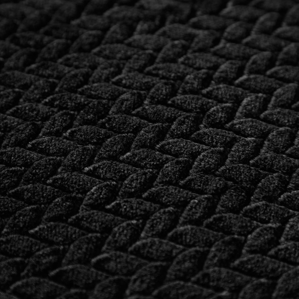 Lightweight Warm Cozy Textured Plush Throw Blanket, Black, 50"x60" All Ages - Luxury Knitted Decorative Throw Blanket with Fringes Detail