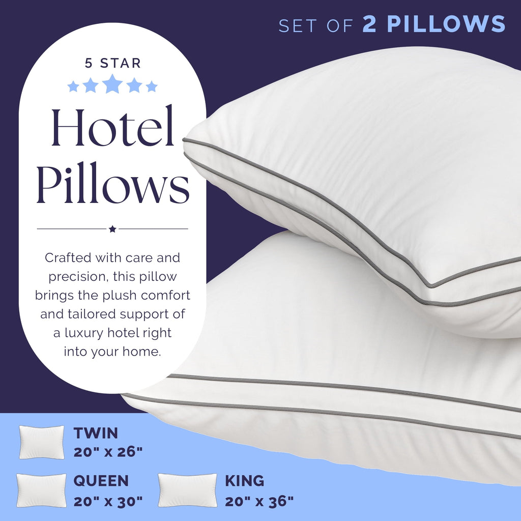 Ergonomic Memory Foam Bed Pillows Queen Size Set of 2 - Luxury Down Alternative Pillow - 5 Star Hotel Pillows for Back, Side and Stomach Sl... - Decorative Throw Pillow Cushion for Sofa & Bed Detail