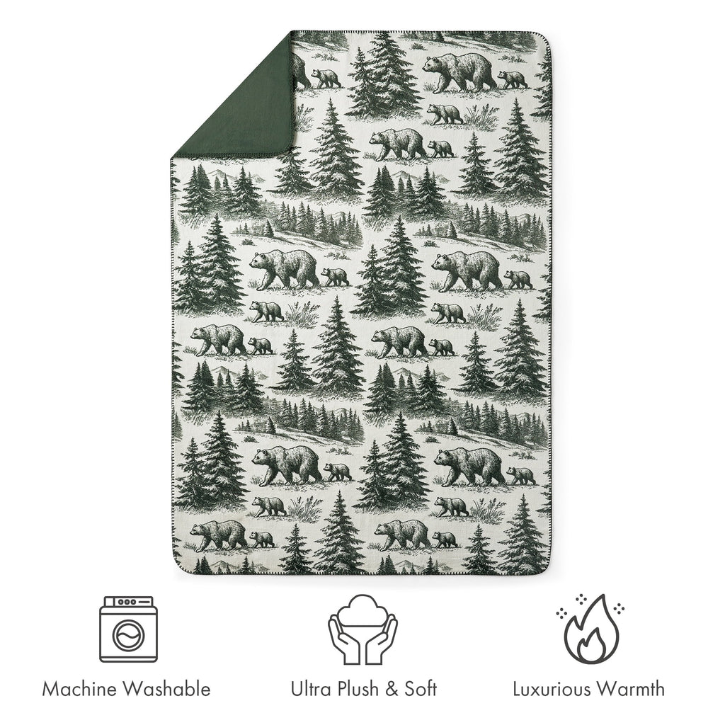 Cozy Fleece Plush Oversized Throw Blanket for Couch or Bed, Soft Flannel Fleece, Green Pine Trees, 50"x72" - Lightweight Plush Warm Blanket for All Seasons Detail