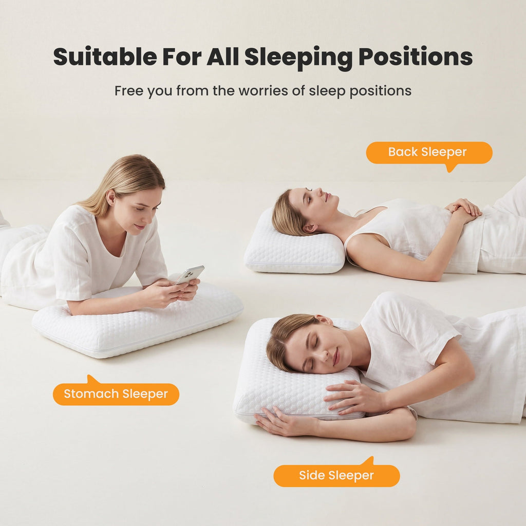 Decorative Plump Memory Foam Pillow for Sleeping, Gel Cooling Bed Pillow with Breathable Mesh and Washable Cover for Back and Side Sle... - Hotel Quality Plush Sleeping Pillows Detail