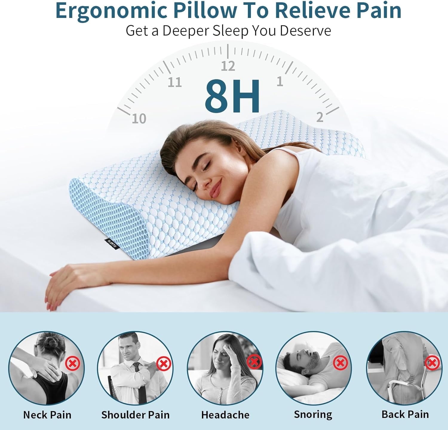 Fluffy Shredded for Neck Pain Relief, Contour Memory Foam s for Sleeping, Odorless Ergonomic Adjustable Orthopedic Cooling Bed Neck S... - Decorative Throw Pillow Cushion for Sofa & Bed Detail