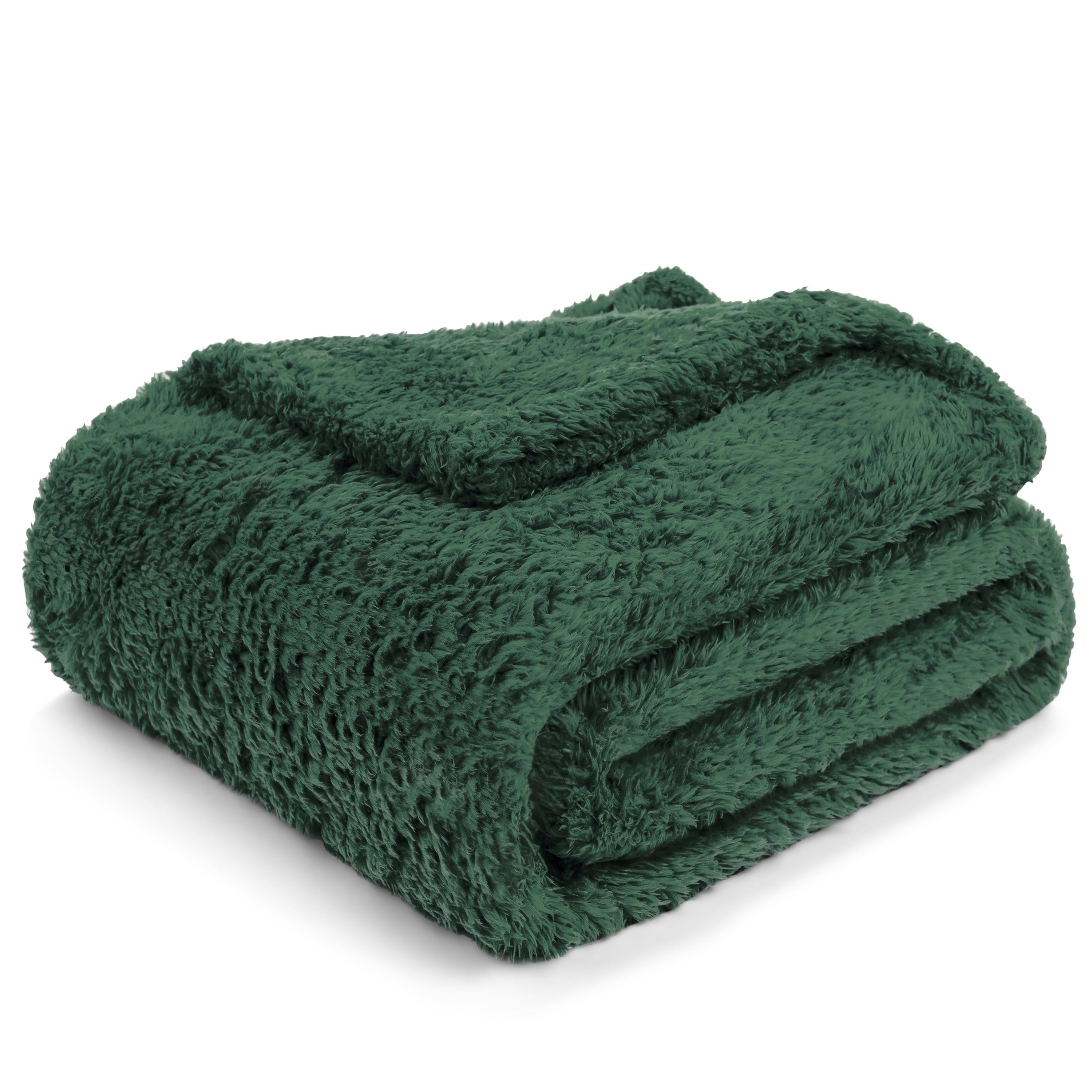 Reversible Sherpa Sherpa Throw Blanket For Couch Sofa, Emerald Green Fluffy Warm Plush Blanket for Bed, Cozy Super Soft Lightweight Thr... - Super Soft Reversible Sherpa Flannel Blanket Detail