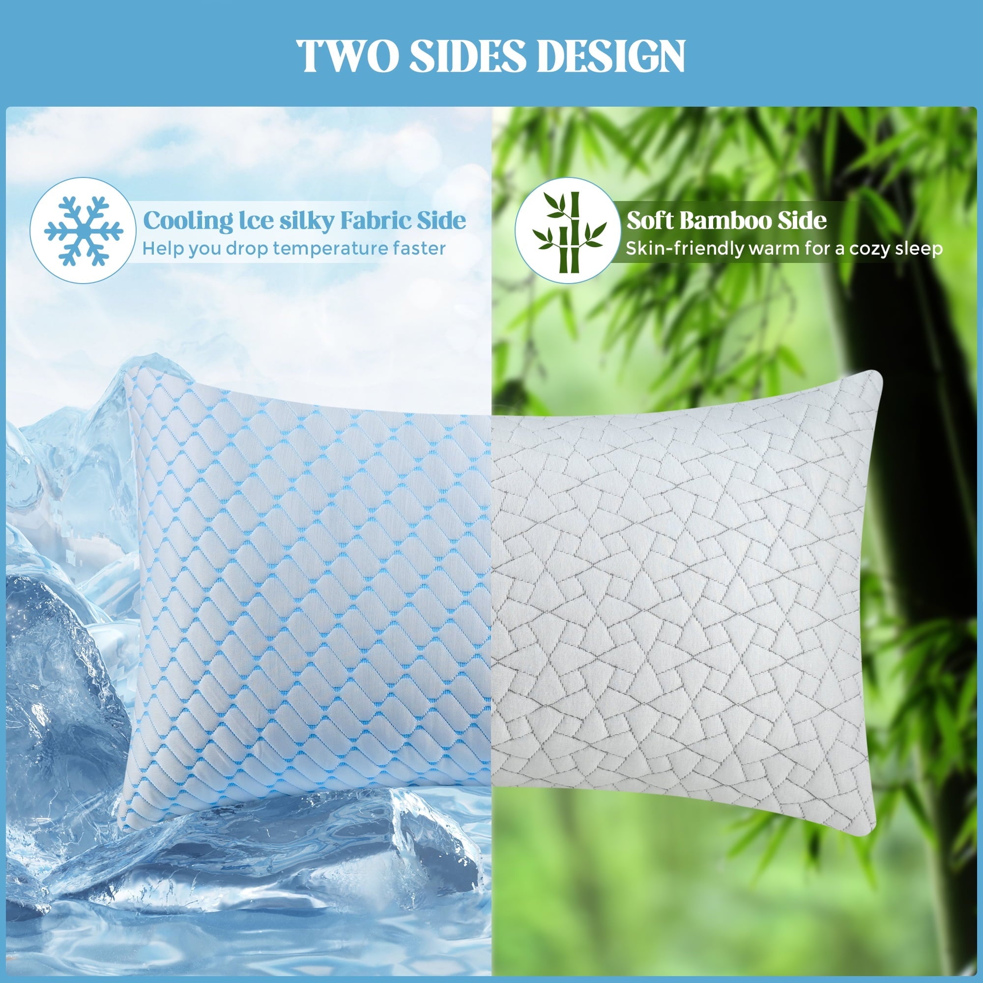 Ergonomic Memory Foam Shredded Memory Foam Pillows Standard Size Set of 2, Regulating Reversible Cooling Pillow Bed Pillow for Bed, Adjusta... - Hotel Quality Plush Sleeping Pillows Detail
