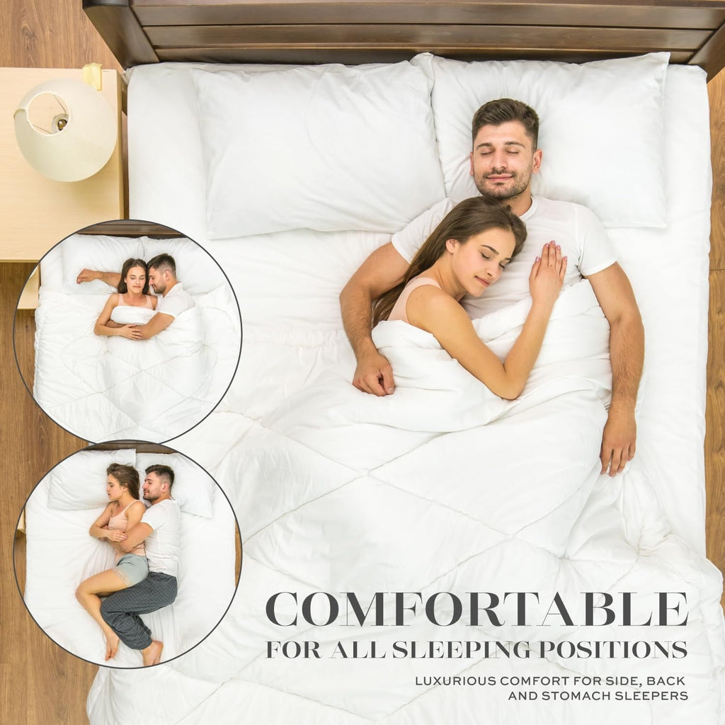 Decorative Plump Bed Pillows for Sleeping 2 Pc Set, Queen Size Pillow Side Sleeper Set, Down Alternative Luxury Hotel Soft Pillow 28x2... - Hotel Quality Plush Sleeping Pillows Detail