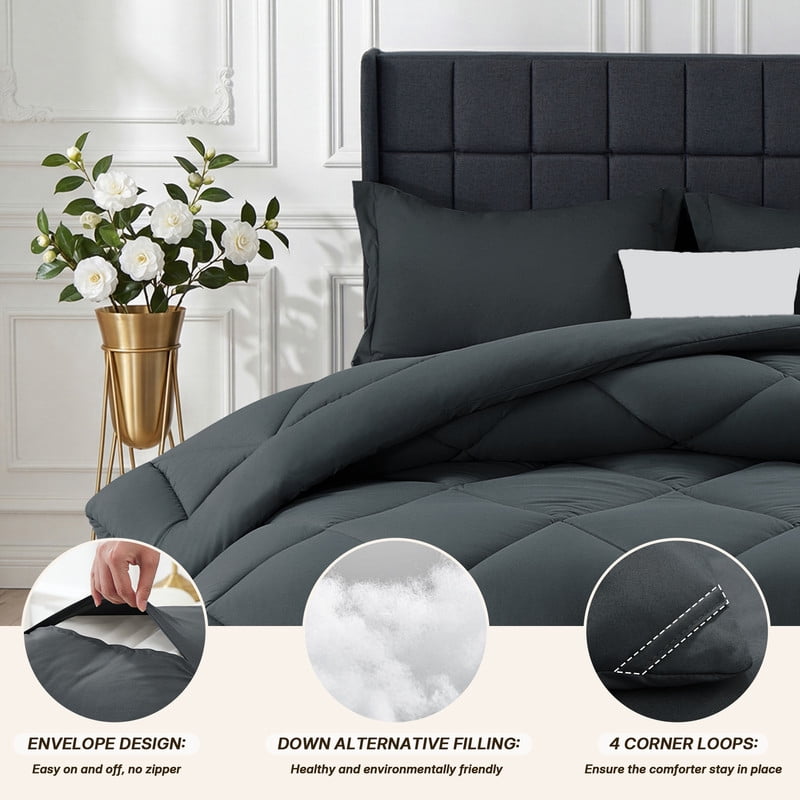 Heavyweight Warmth 3 Pieces Queen Size Comforter Set, All Season Lightweight Breathable Bedding Set with 1 Down Alternative Comforter an... - Hypoallergenic Ultra-Fluffy Quilt for Winter Detail