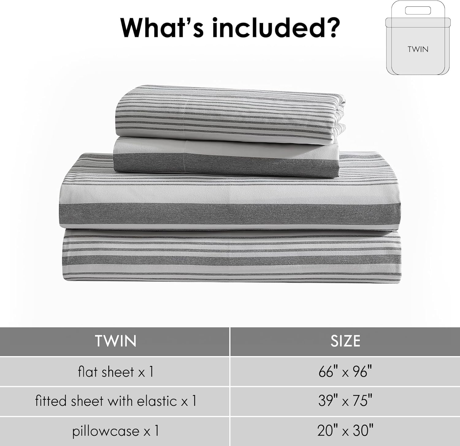 Premium Egyptian Cotton Home 3-Piece Twin Microfiber Classic Stripe Bed Sheet Set, Super Soft, Breathable Stripe Bedding with 16 inches Deep ... - Premium Ultra-Soft Pillowcase Pair for Sleeping Detail