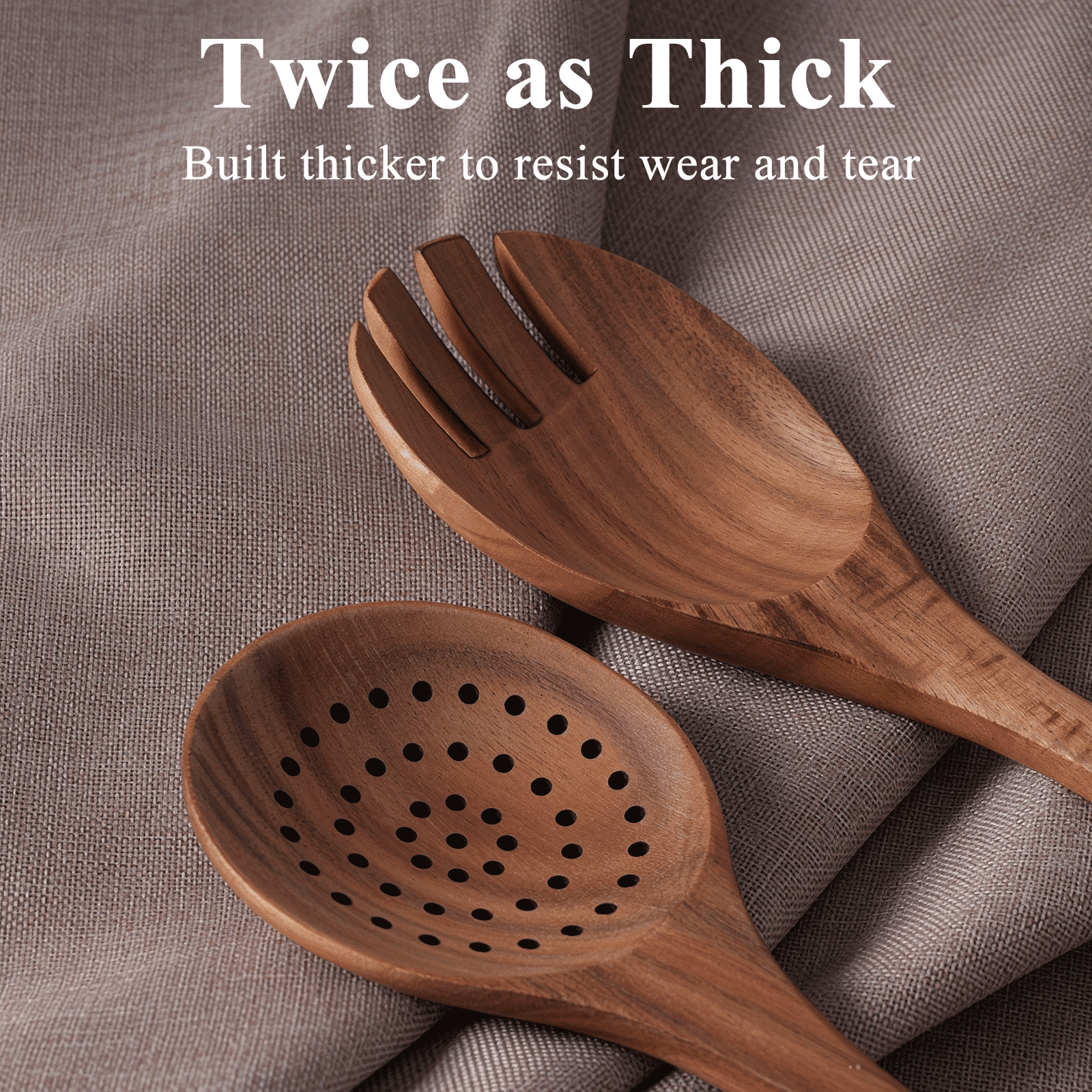 Non-Stick Safe Wooden Spoons for Cooking, 8 Pcs Natural Wooden Utensil for Cooking with Non-Stick, Heat Resistant, Wood... - Premium Stainless Steel Cooking Utensil for Non-Stick Pots Detail