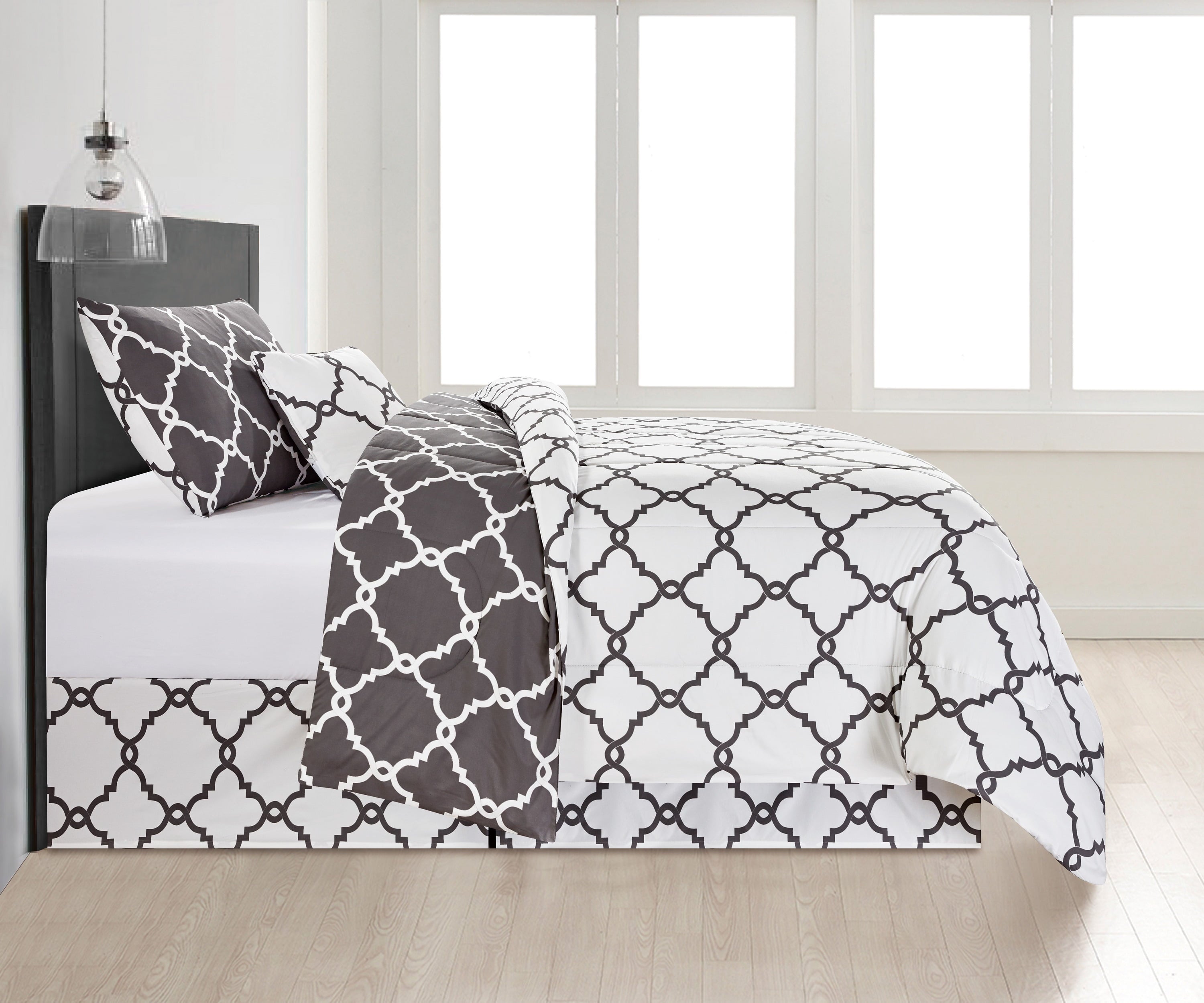 Luxurious Quilted 4 Piece Geometric Twin Comforter Set - Polyester Filling Reversible Washable Comforter Set - Hypoallergenic Ultra-Fluffy Quilt for Winter Detail